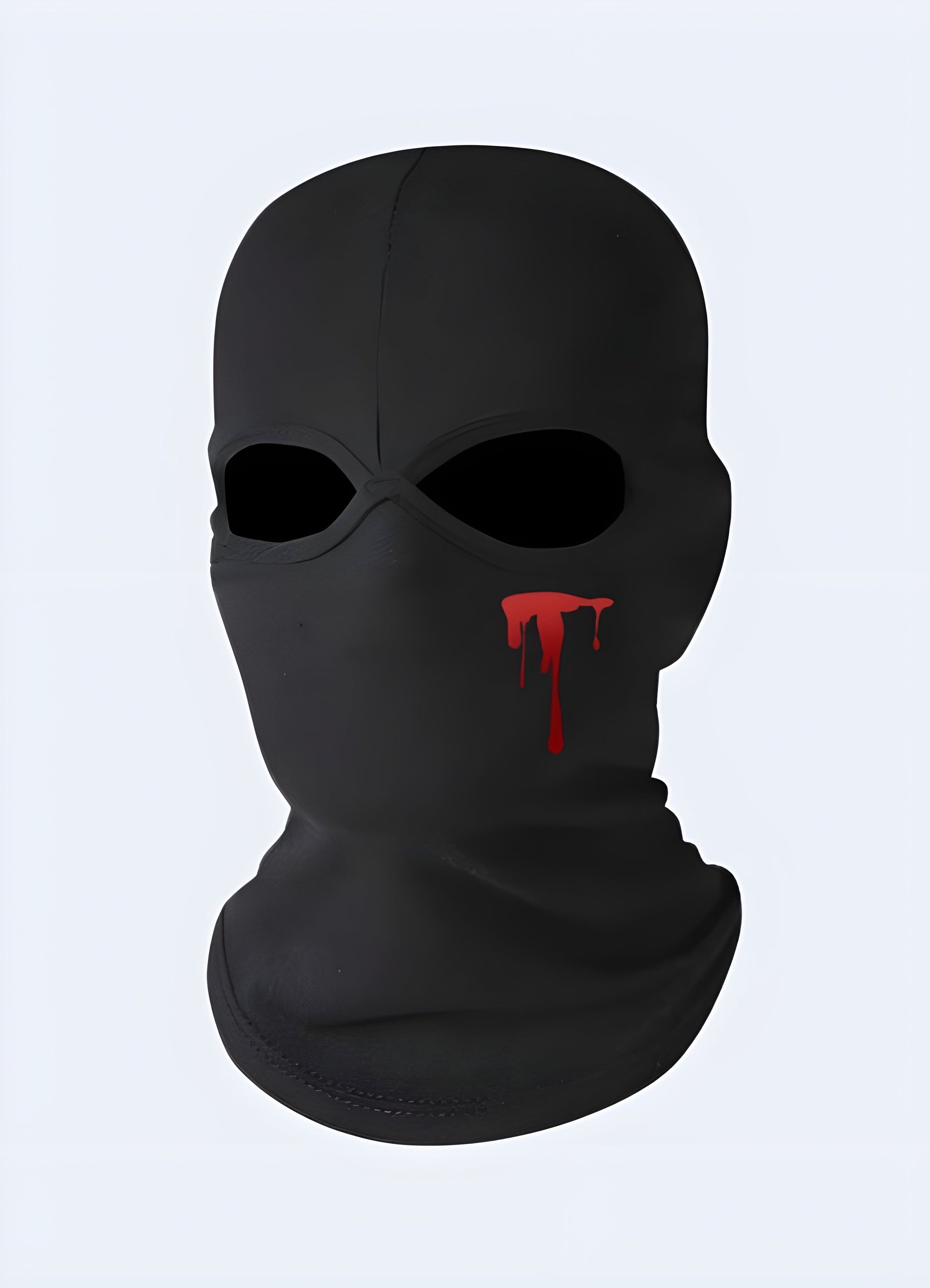 Front side view of AK-47 balaclava with blood spot pattern. Combines striking visuals with reliable face protection Canada.