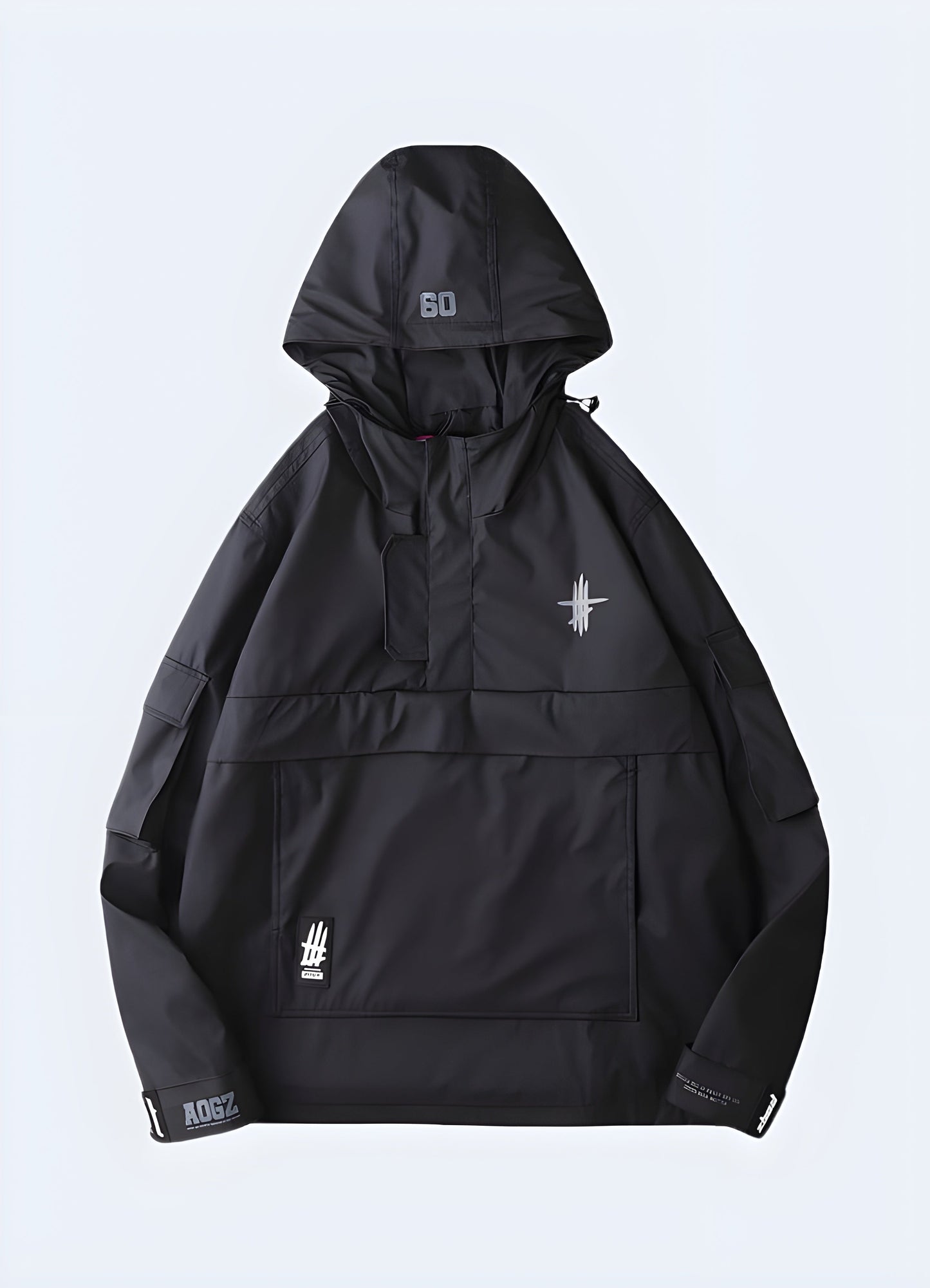 Front view of the AOGZ windbreaker showcasing its streamlined fit, adjustable hood, and durable construction, ideal for outdoor adventures and everyday wear in Canada's diverse climates.