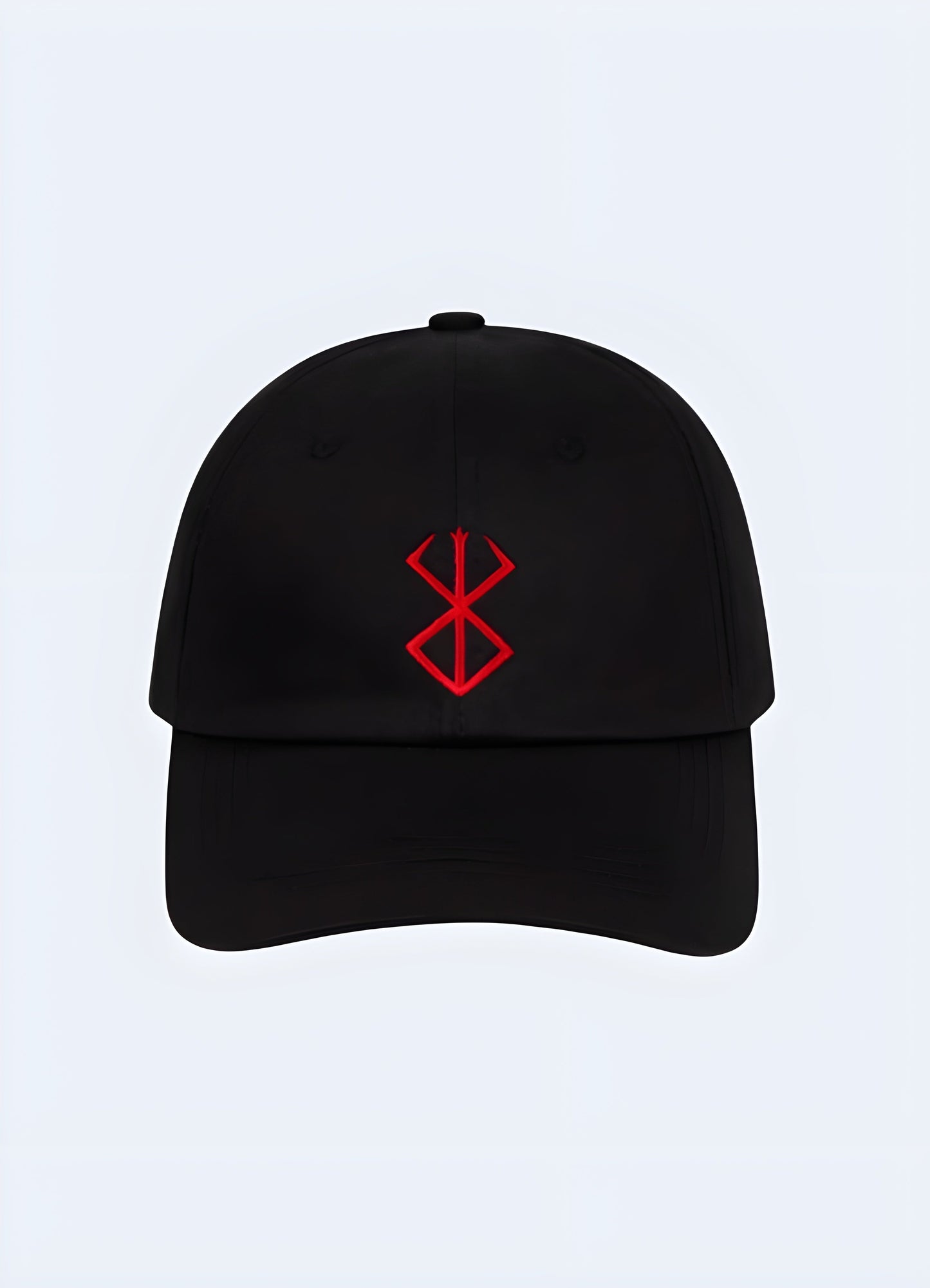 The cap is black with the iconic berserk brand logo prominently embroidered on the front in bold red and white stitching Canada.