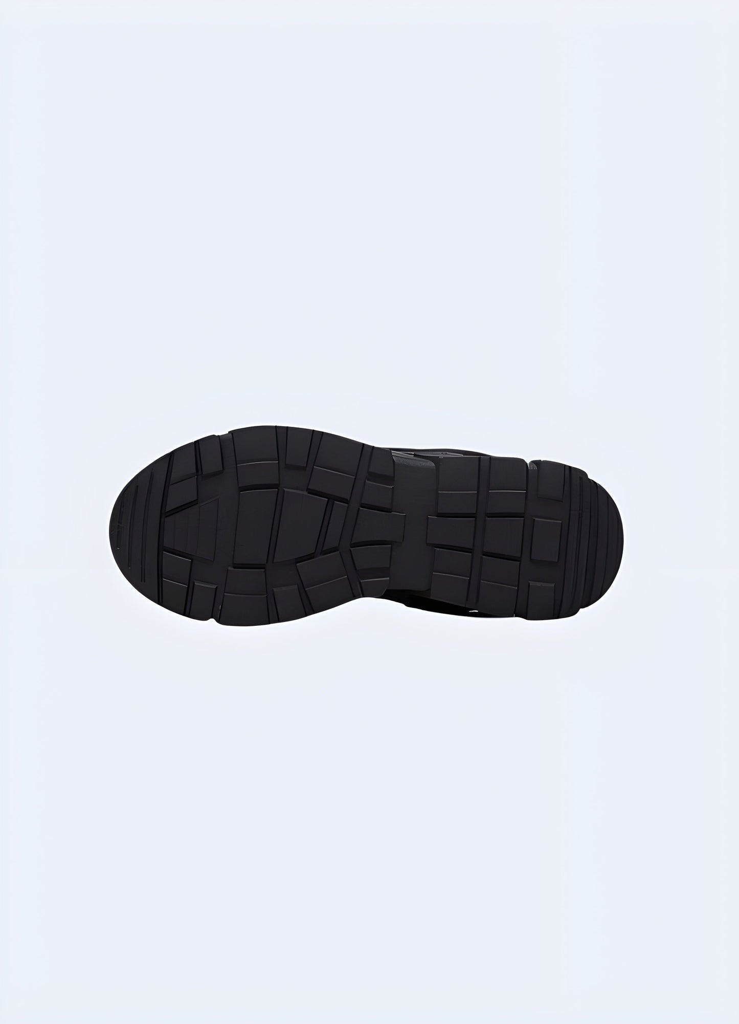 Back view of black padded techwear shoes, highlighting their unique design and technical features for Canada urban adventurers and fashion-forward individuals.