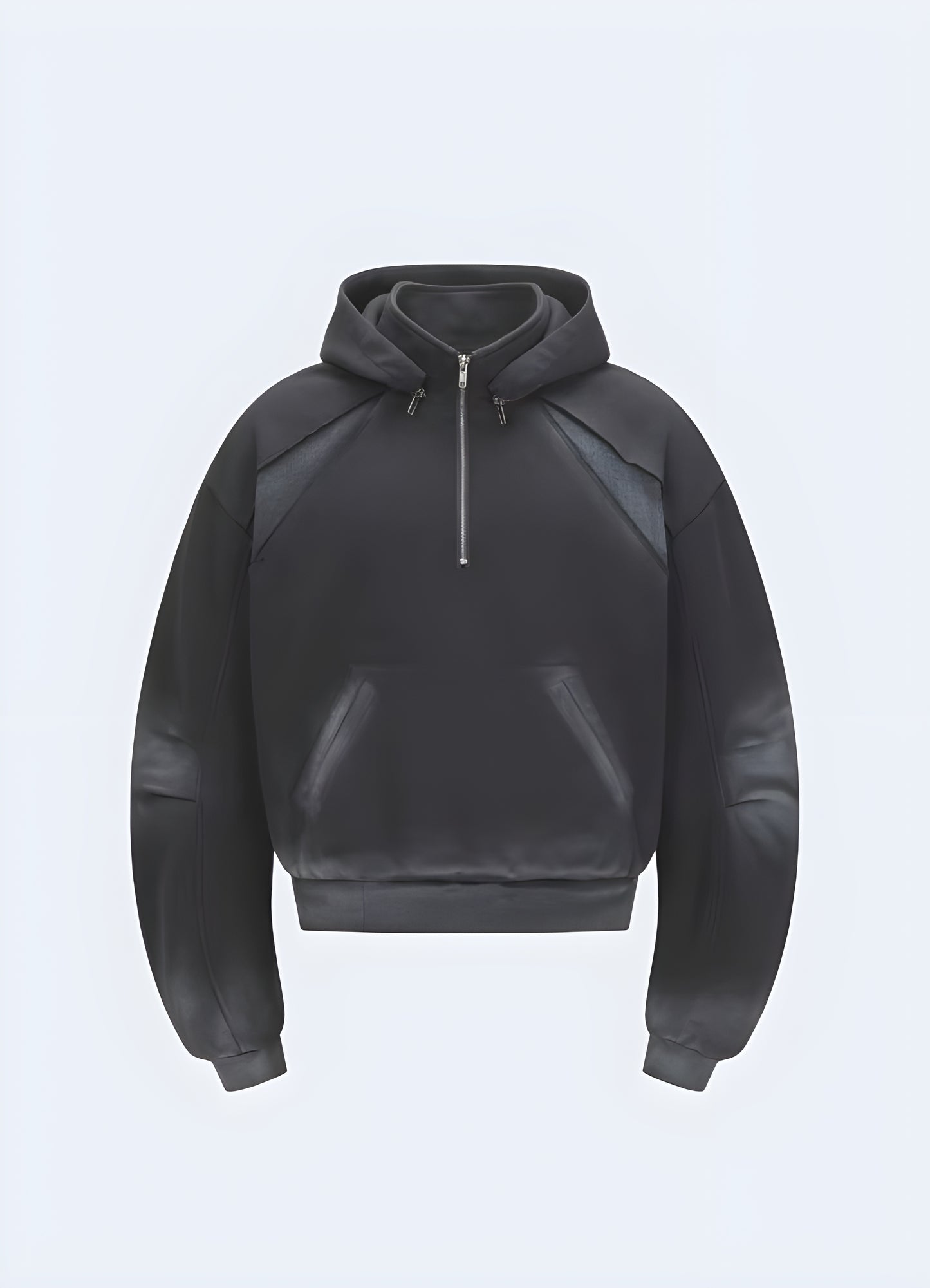 Stylish black tech fleece hoodie face view - Canada