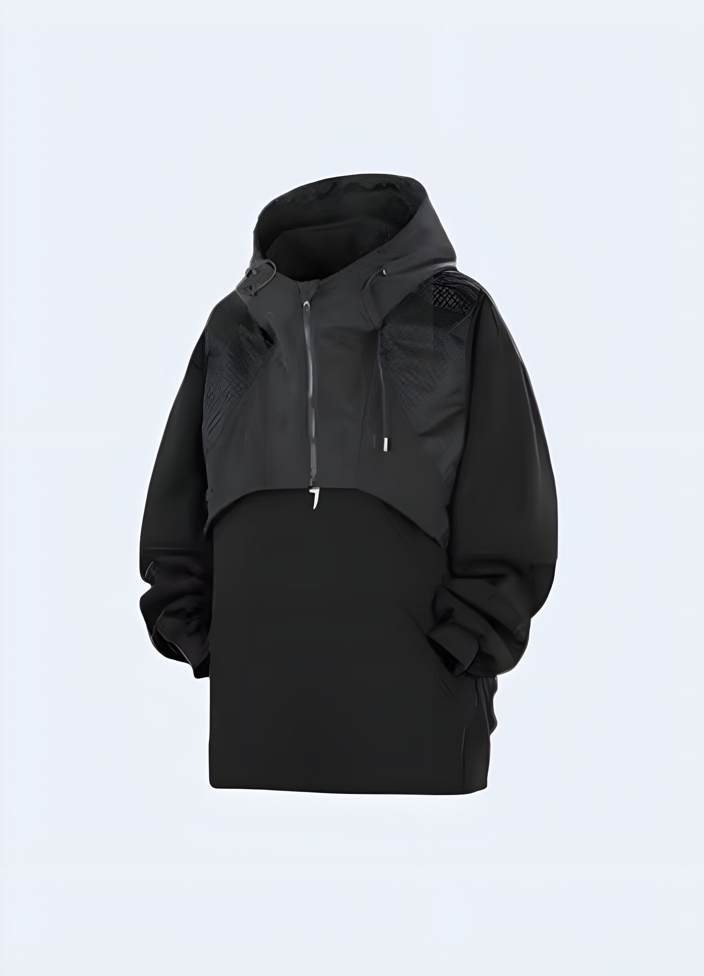 Black tech fleece hoodie front view available in Canada, displaying its stylish appearance and premium quality.