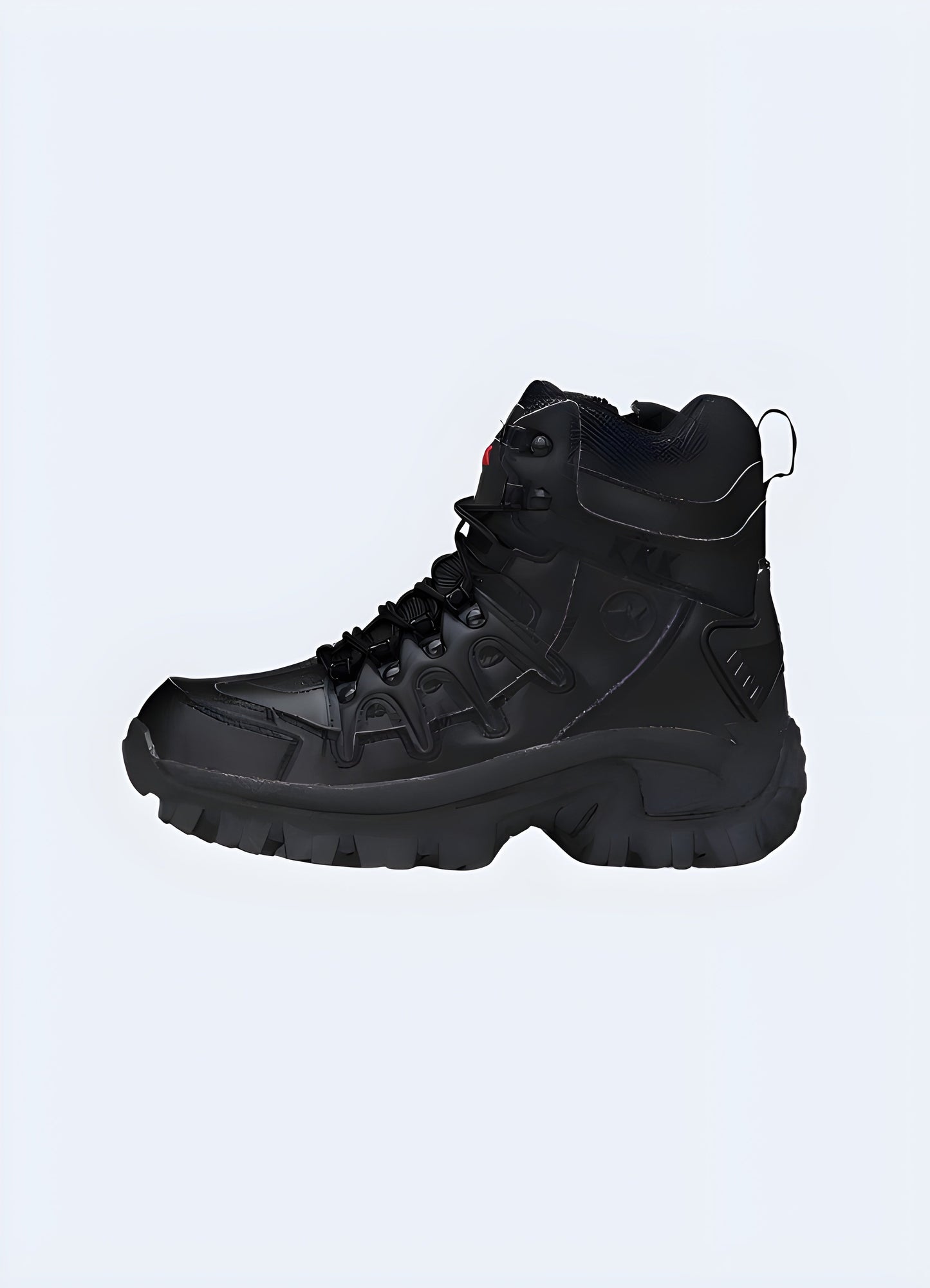 Durable black waterproof techwear boots, engineered to withstand Canada weather conditions while providing ultimate comfort and style for urban exploration.