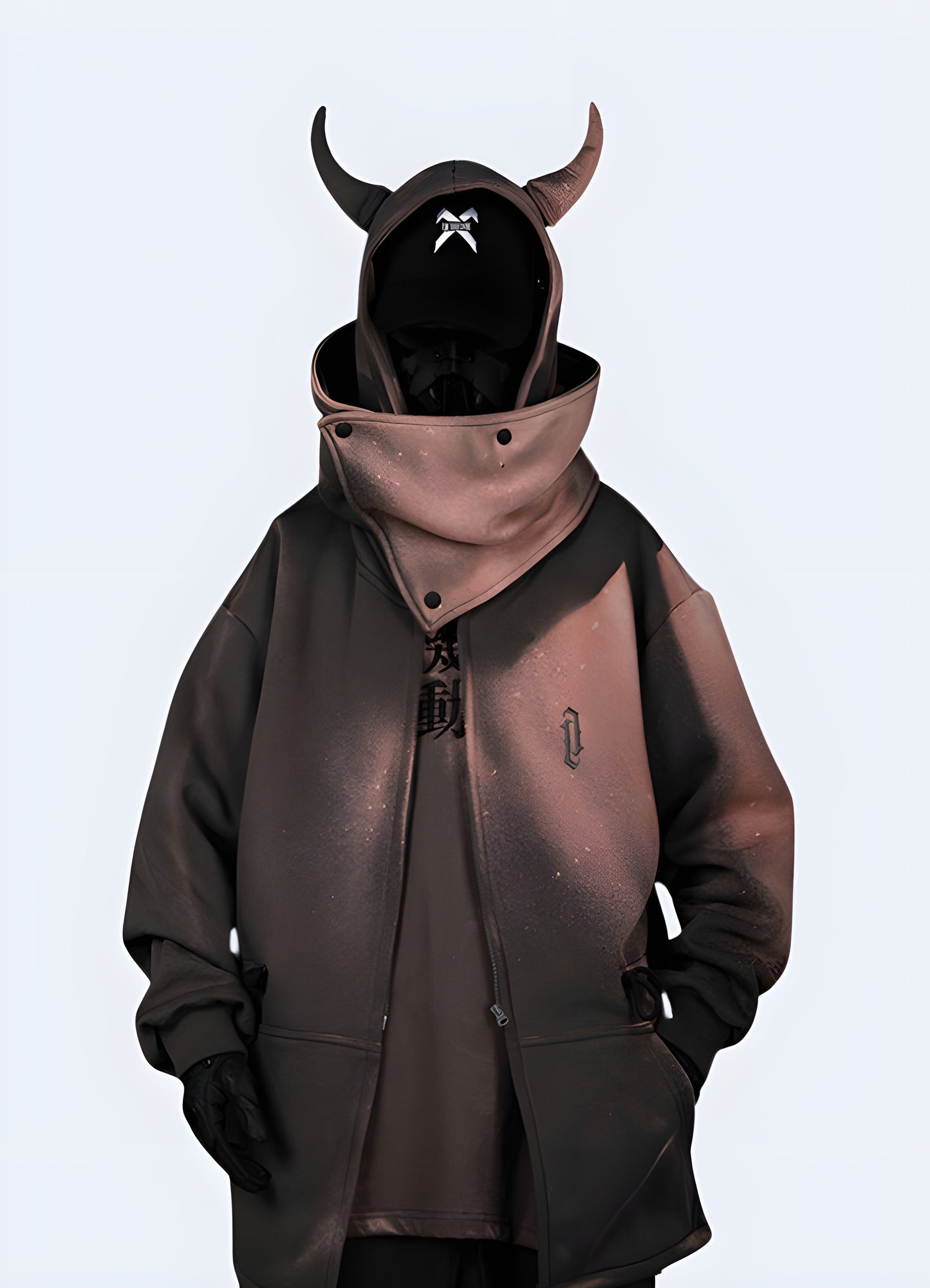 Devil horn hoodie front view available in Canada, emphasizing its striking design and modern appeal.