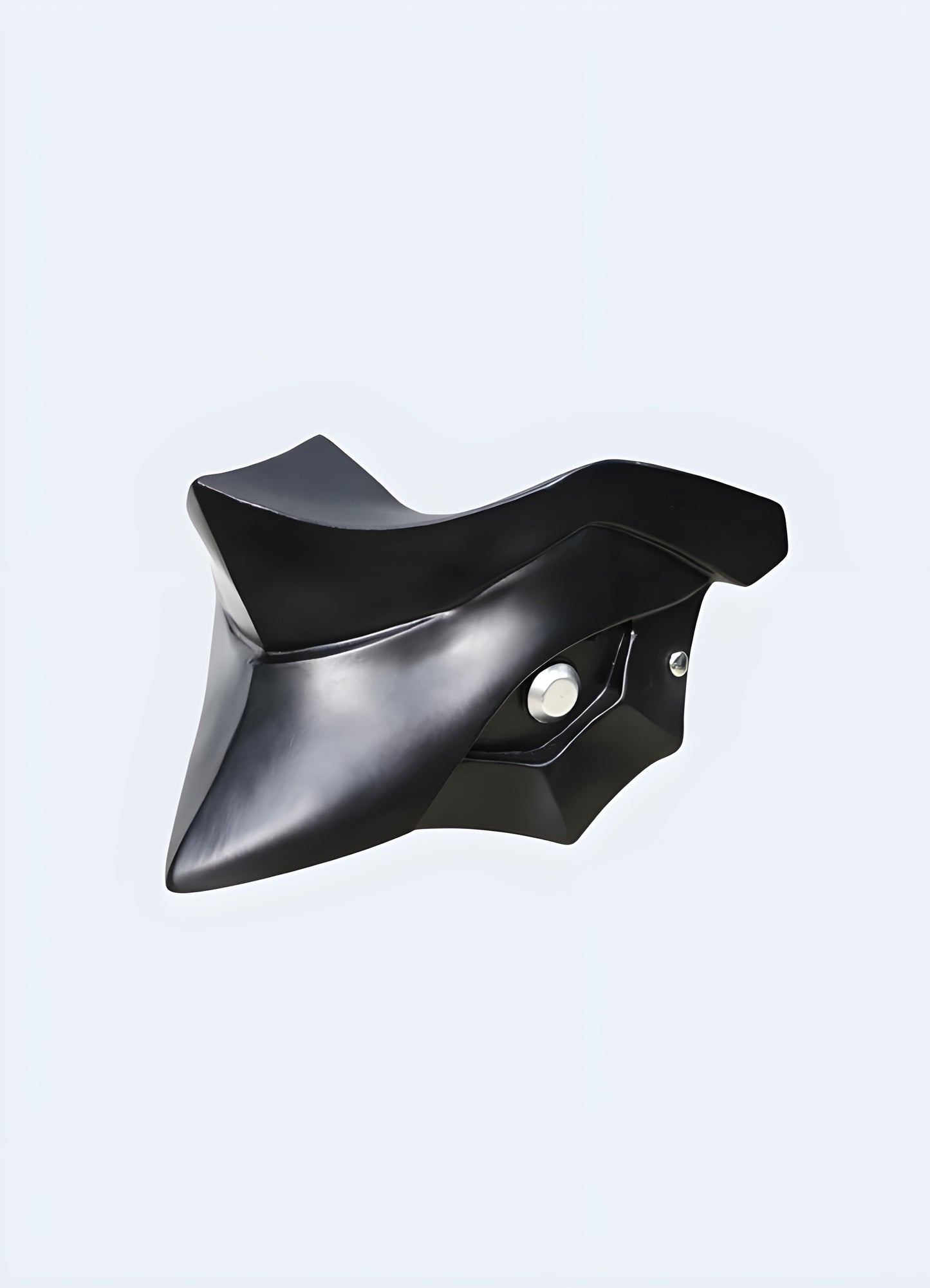 A futuristic cyberpunk mask viewed from the side, highlighting the sleek straps and intricate design details Canada.
