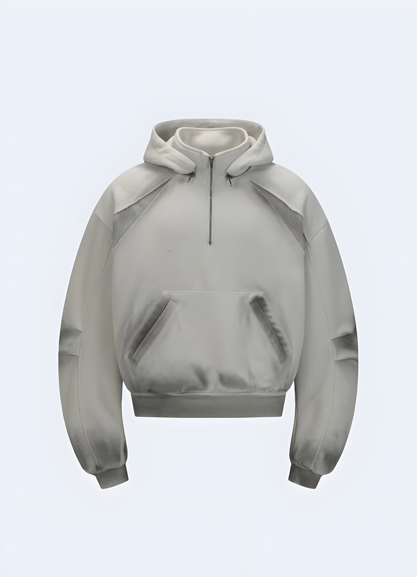 Comfortable grey tech fleece hoodie face view - Canada