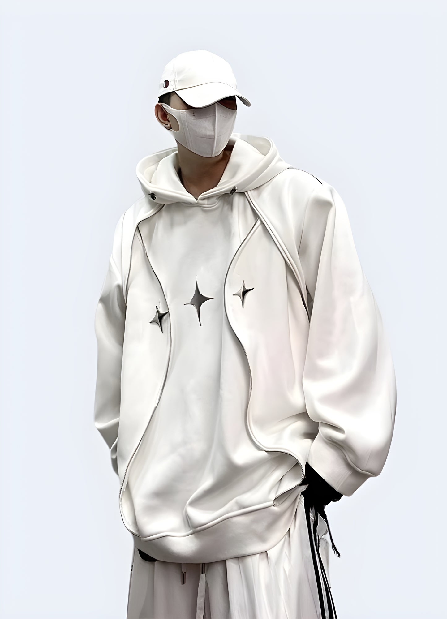 Stylish model showcasing a hoodie with integrated headphones, an ideal choice for Canada consumers looking for a comfortable and tech-savvy garment.