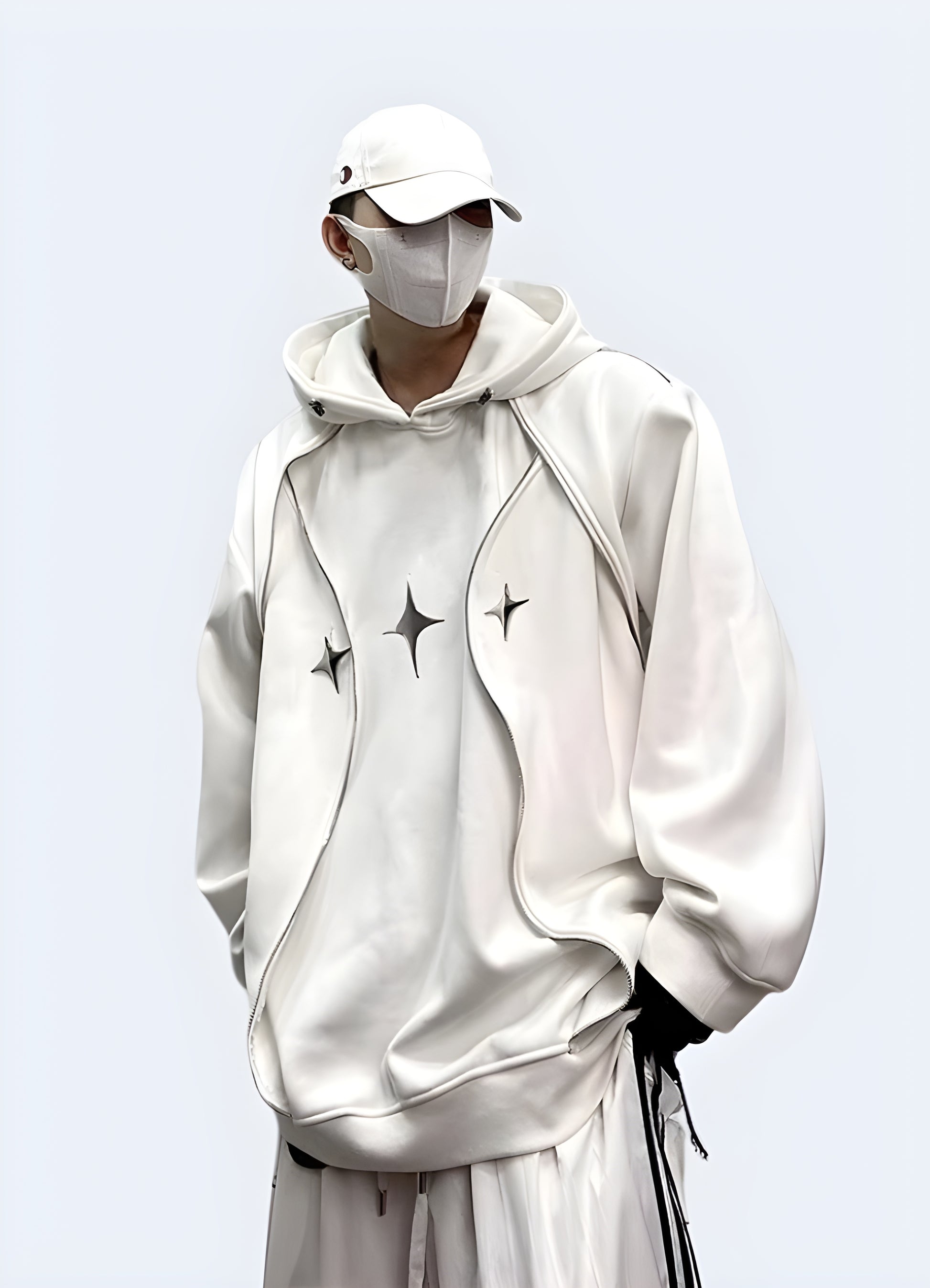 Stylish model showcasing a hoodie with integrated headphones, an ideal choice for Canada consumers looking for a comfortable and tech-savvy garment.