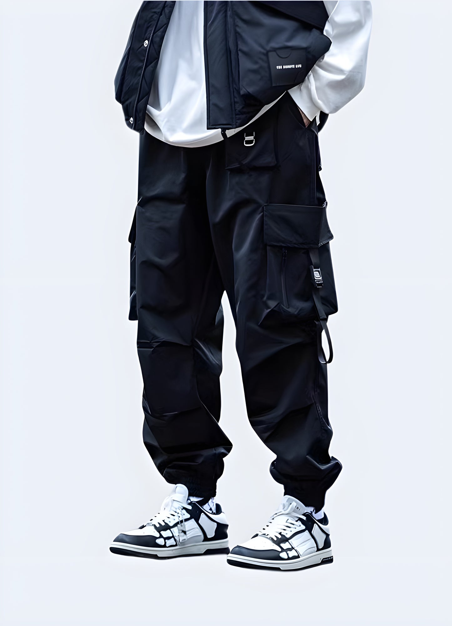 Authentic Japanese techwear pants, designed for the modern Canadian wearer who values urban exploration and contemporary fashion. These pants seamlessly blend innovation with comfort, making them a must-have for the urban landscape.
