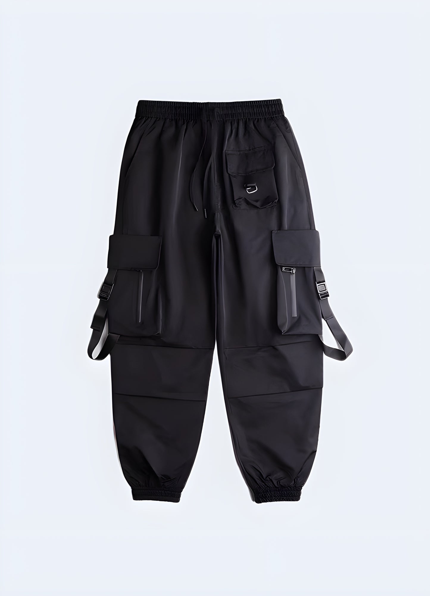 Front view of premium Japanese techwear pants showcasing their sleek lines and innovative features, perfect for style-conscious individuals in Canada.
