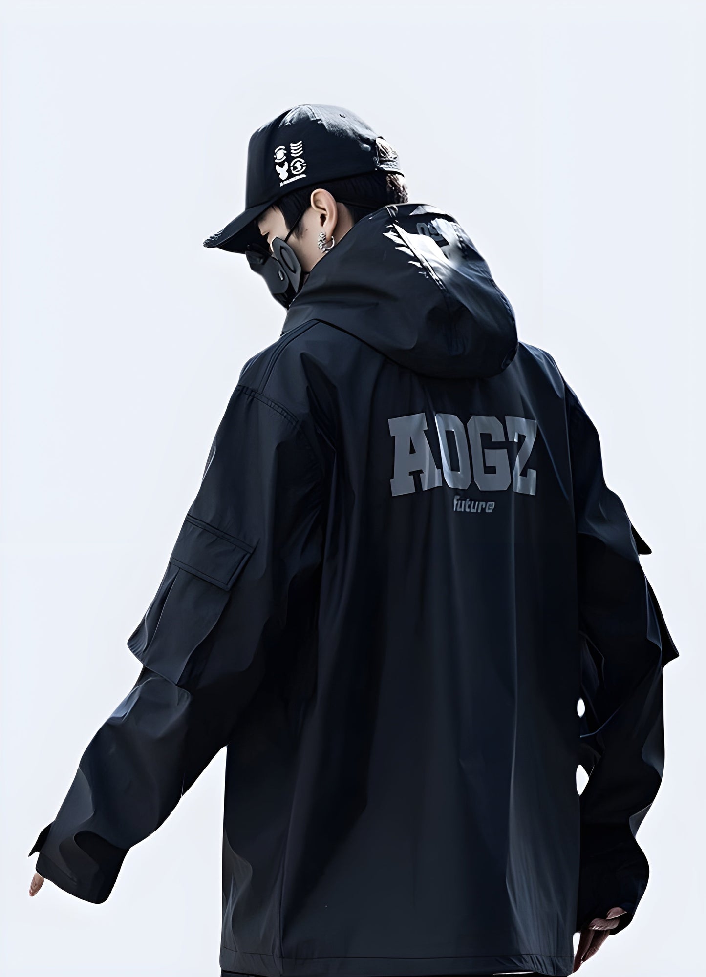 Back view of a man sporting a practical AOGZ windbreaker jacket, suitable for various outdoor pursuits in the Canada.