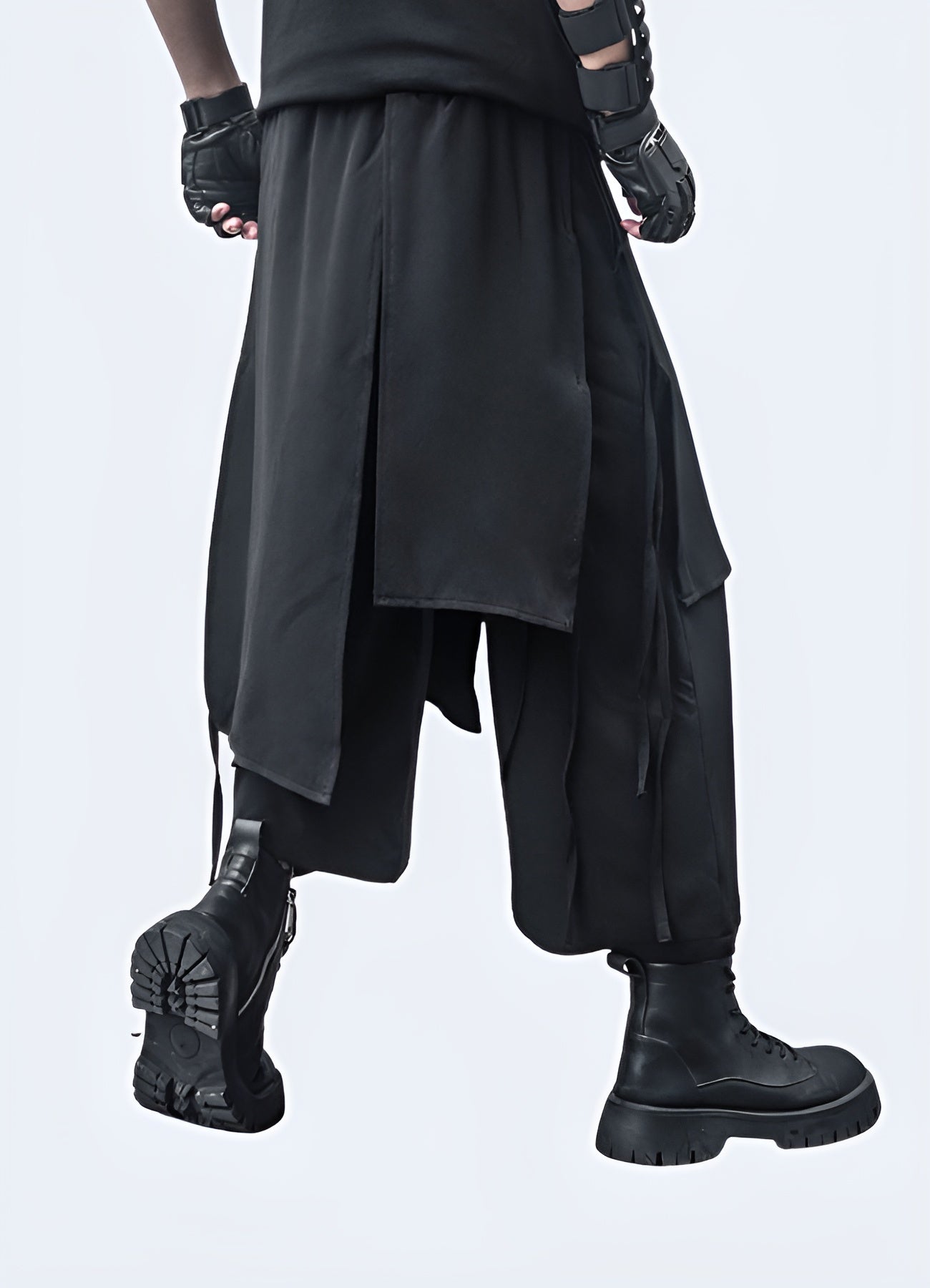 Man wearing black ninja outfit, back view, stealthy and modern design