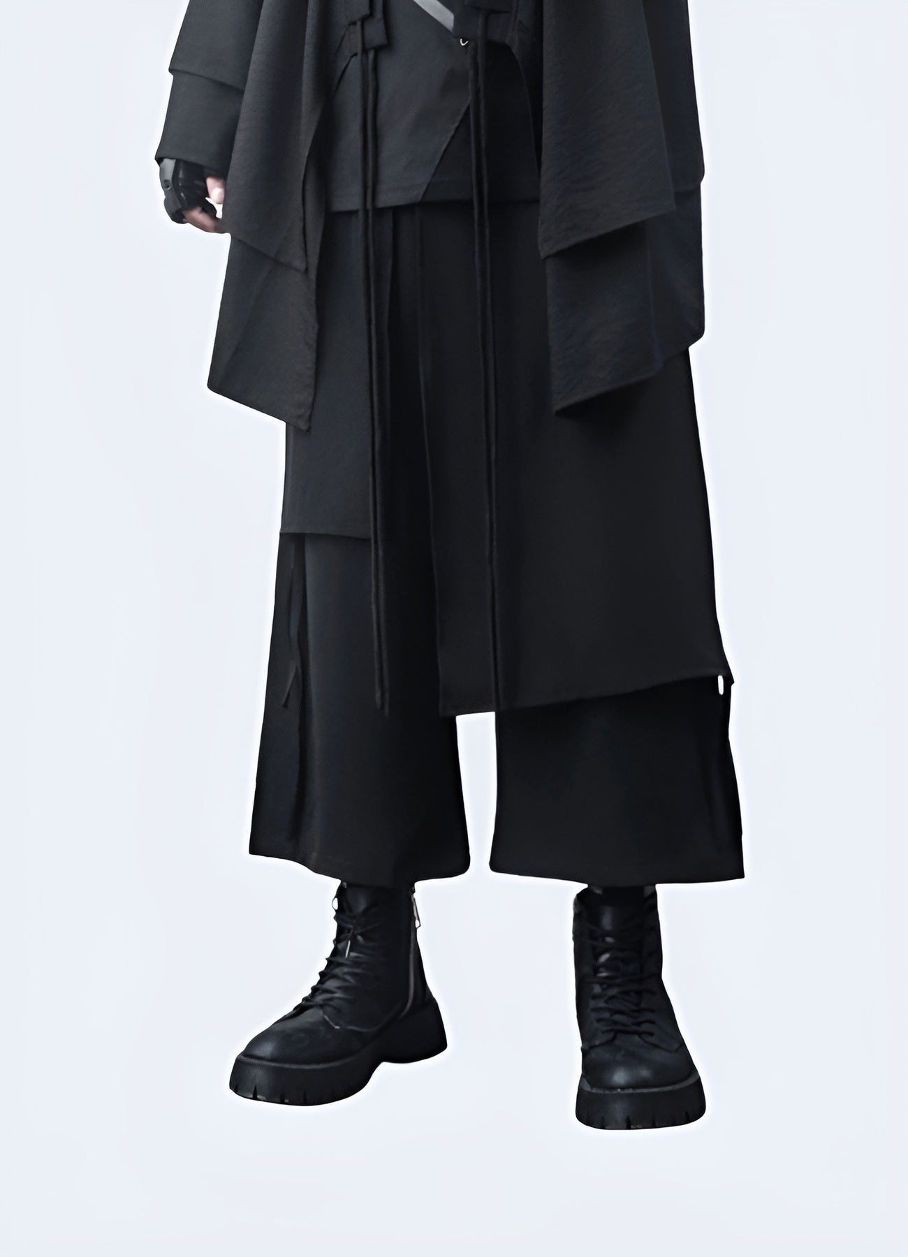 Front view of a man wearing black ninja pants in the Canada, highlighting the iconic look and versatile style suitable for both martial arts training and everyday wear.