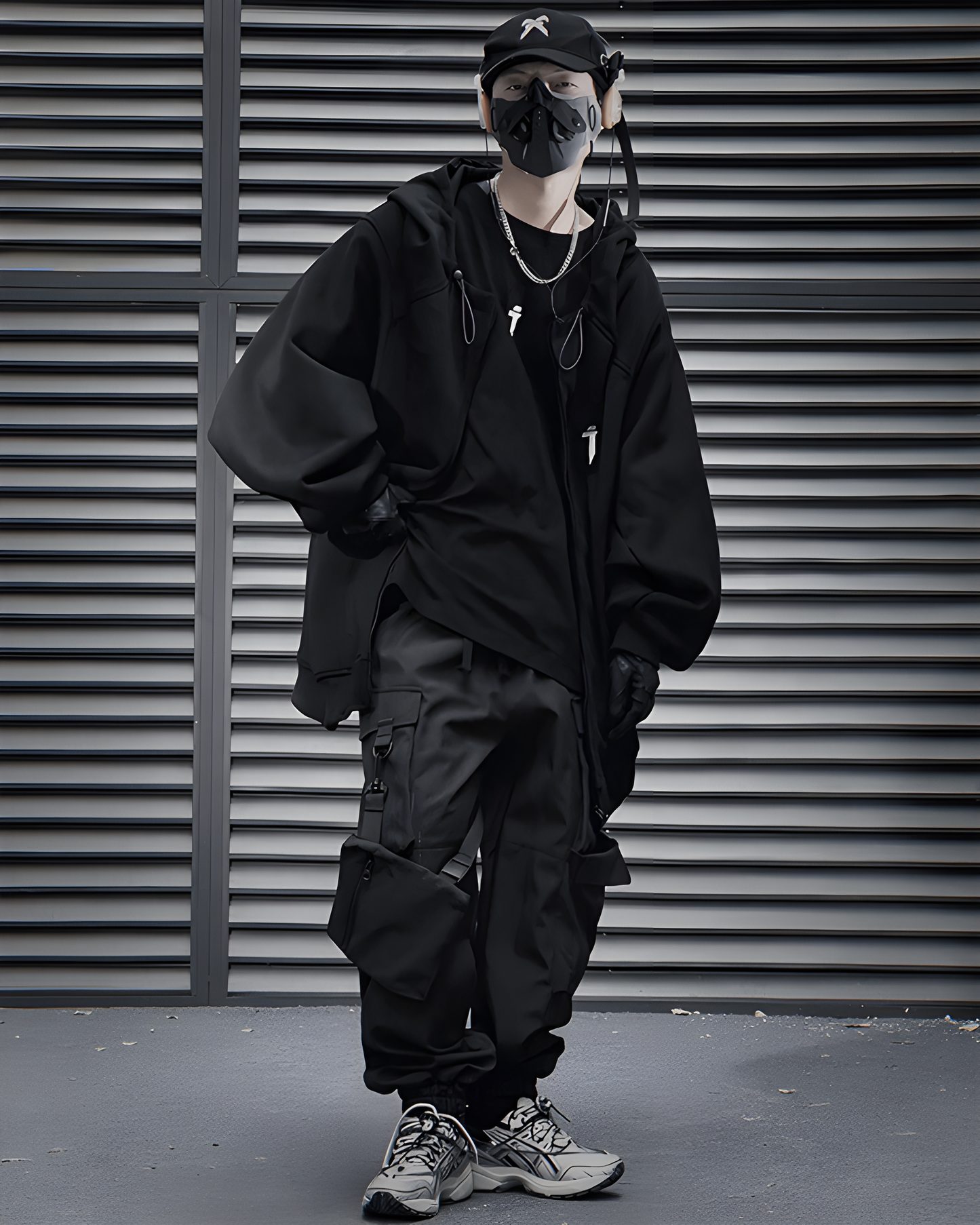 A man standing in Canada, wearing a unisex streetwear zip-up hoodie with a round neck.