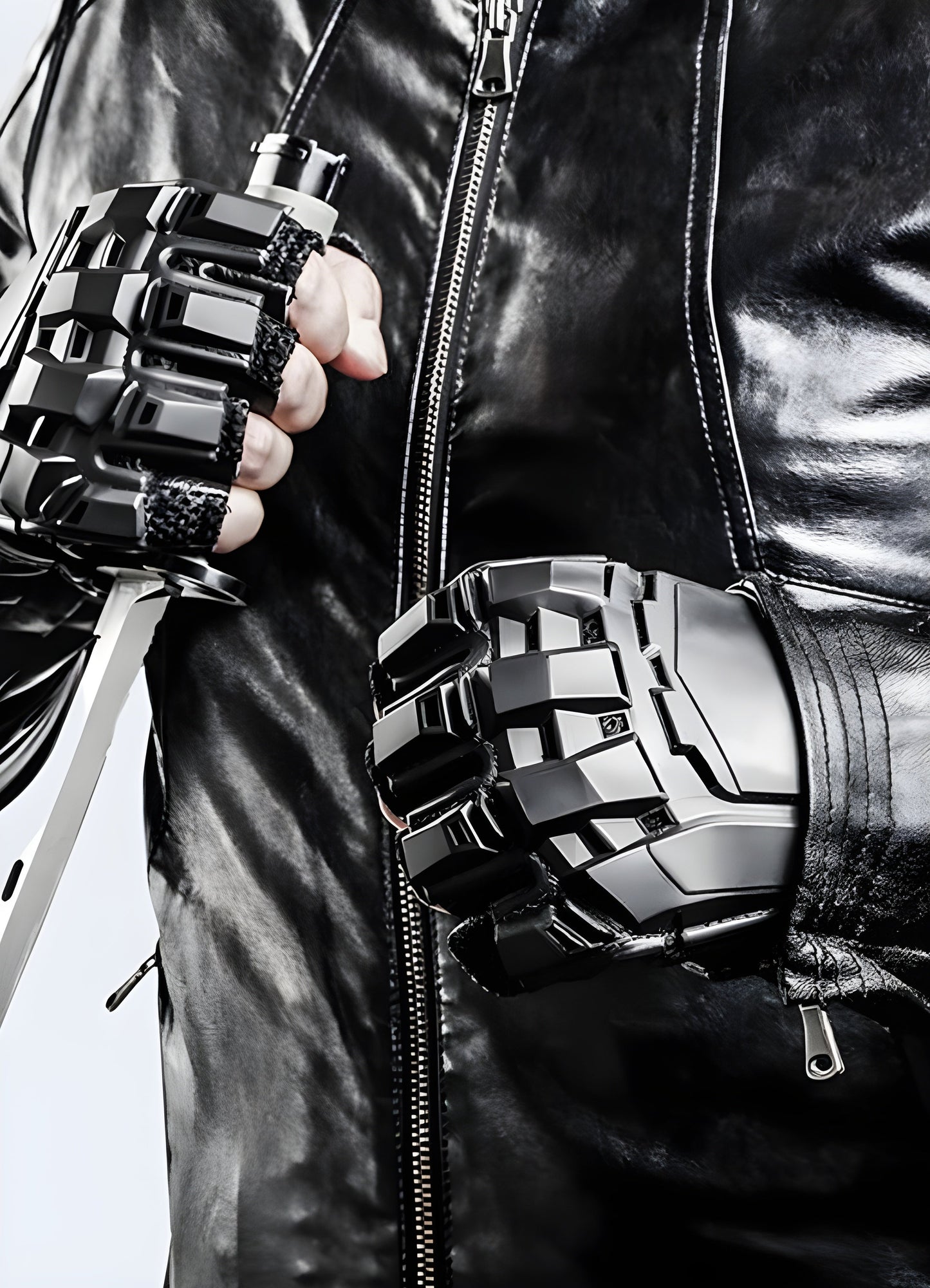 Man showcasing Warcore gloves in a front view, highlighting their outdoor style, full finger design, and washable leather material suitable for both men and women.