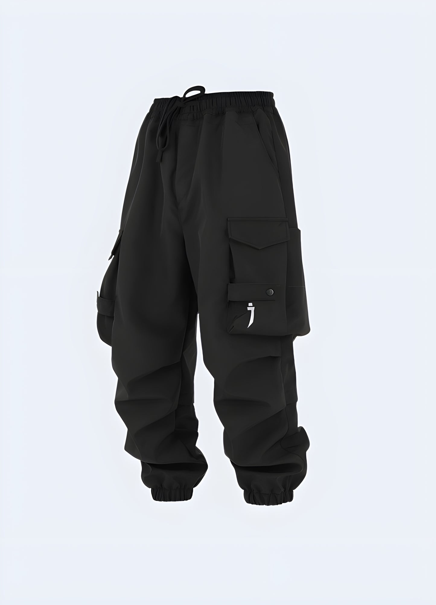 Front view of a model wearing sleek urban cargo pants, highlighting the streamlined silhouette and premium materials, a must-have for canada streetwear enthusiasts.