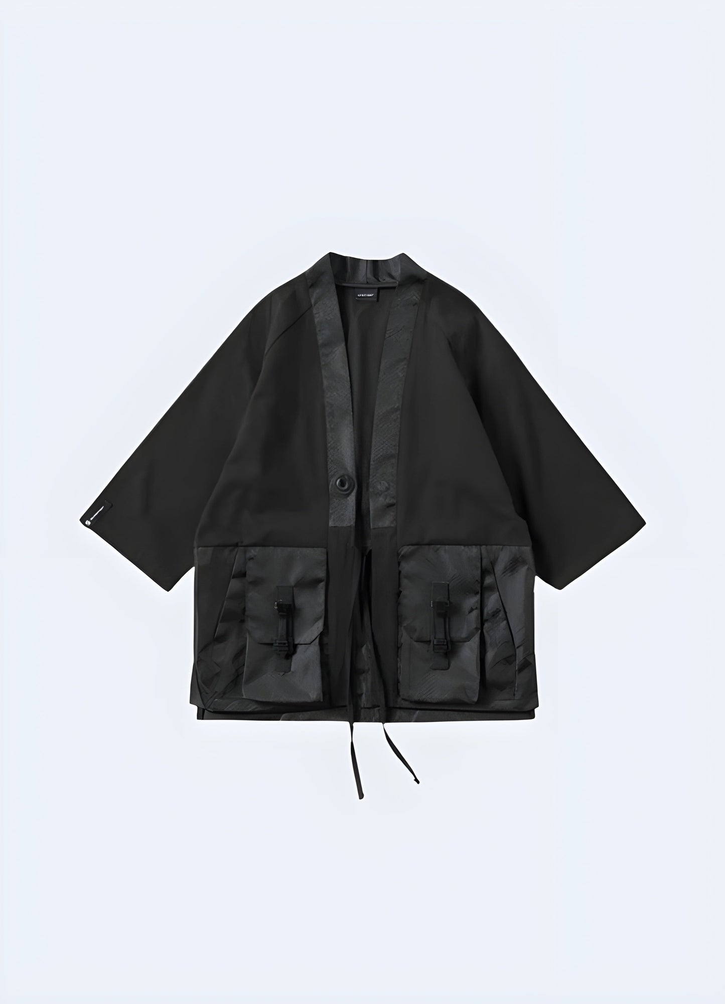 Front view of a model wearing noragi techwear, highlighting the fusion of traditional noragi style and advanced technical materials, suitable for the Canada urban explorer looking for both style and performance.