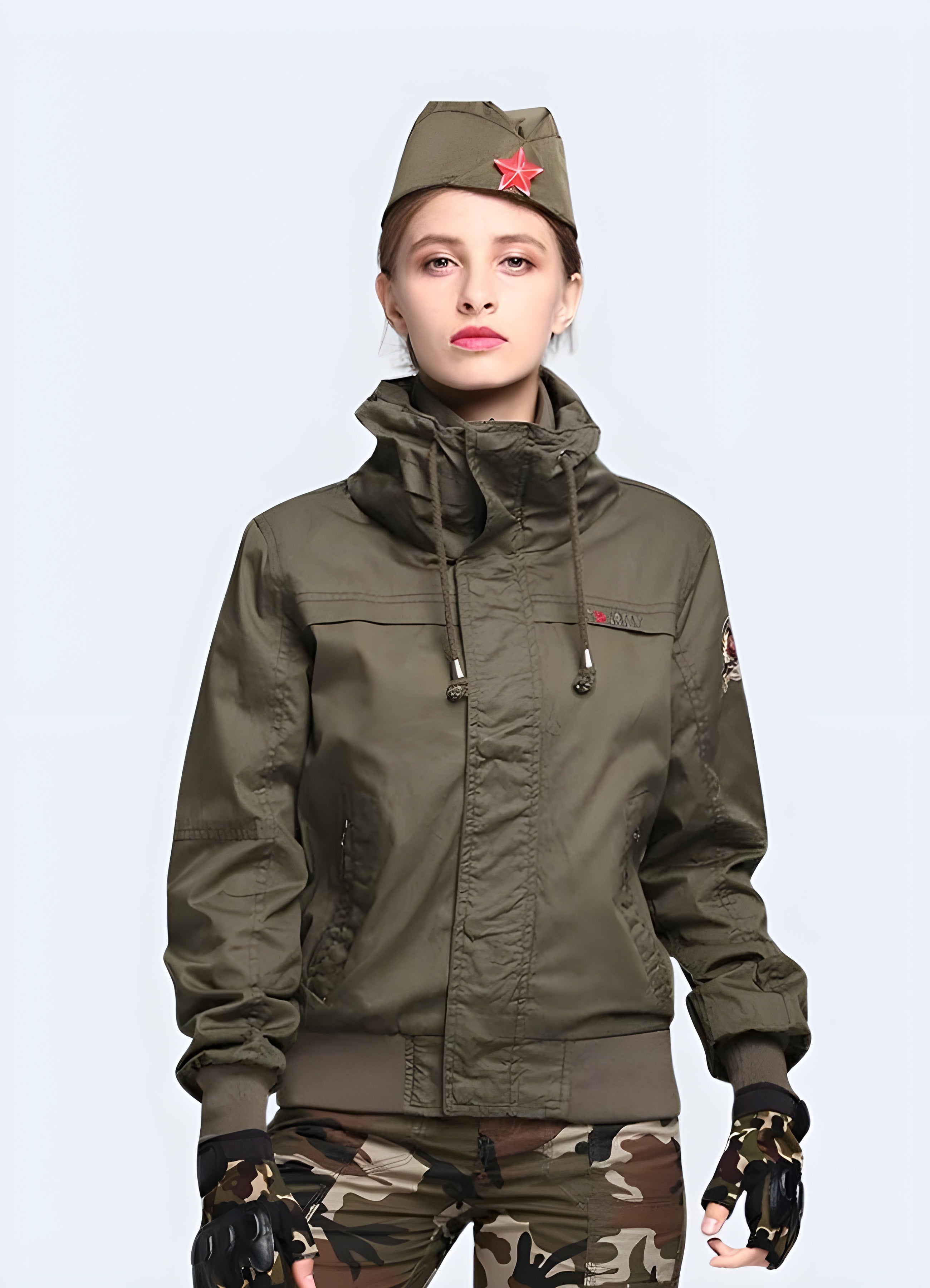 Techwear Army Bomber with Hood Women Techwear Canada