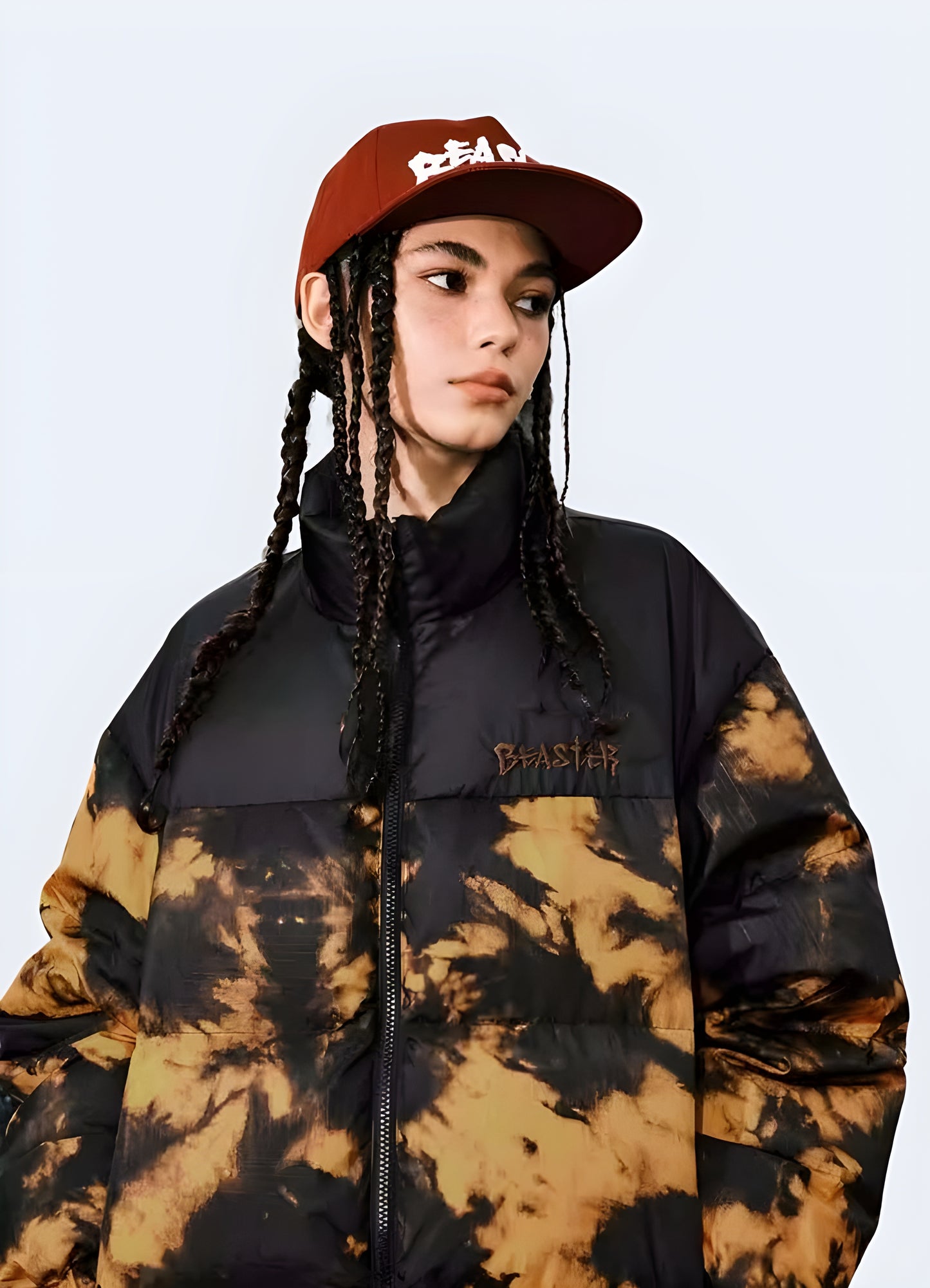Woman wearing a state-of-the-art techwear fleece jacket, showcasing its sleek back profile and functional design for fashion-conscious Canadian customers.
