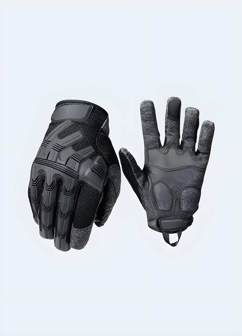 Pair of Trooper gloves displayed with both the front and back views, highlighting the durable material and reinforced stitching.