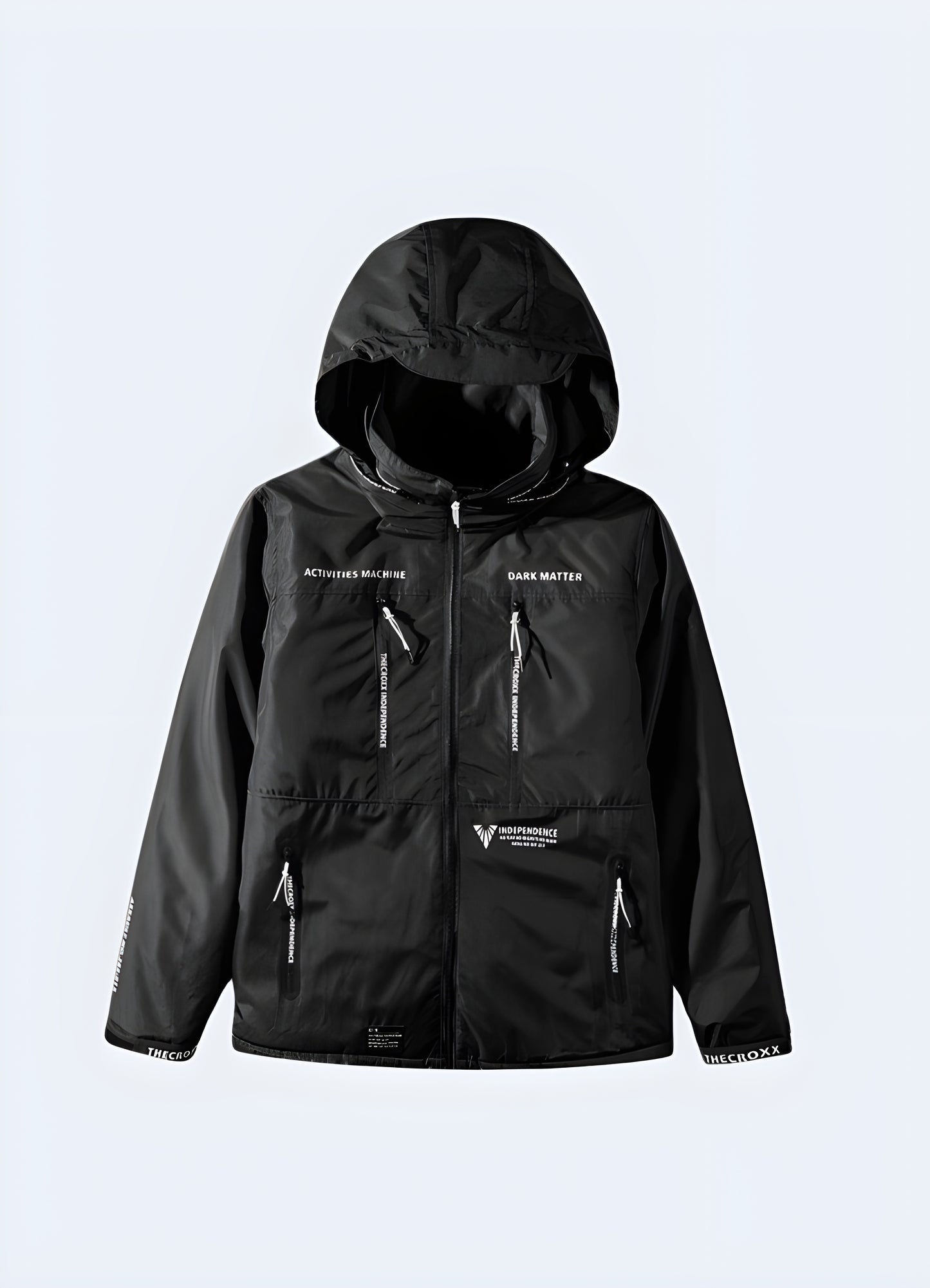 Urban techwear jacket with a modern, front view design, perfect for navigating Canada's urban environments in style.