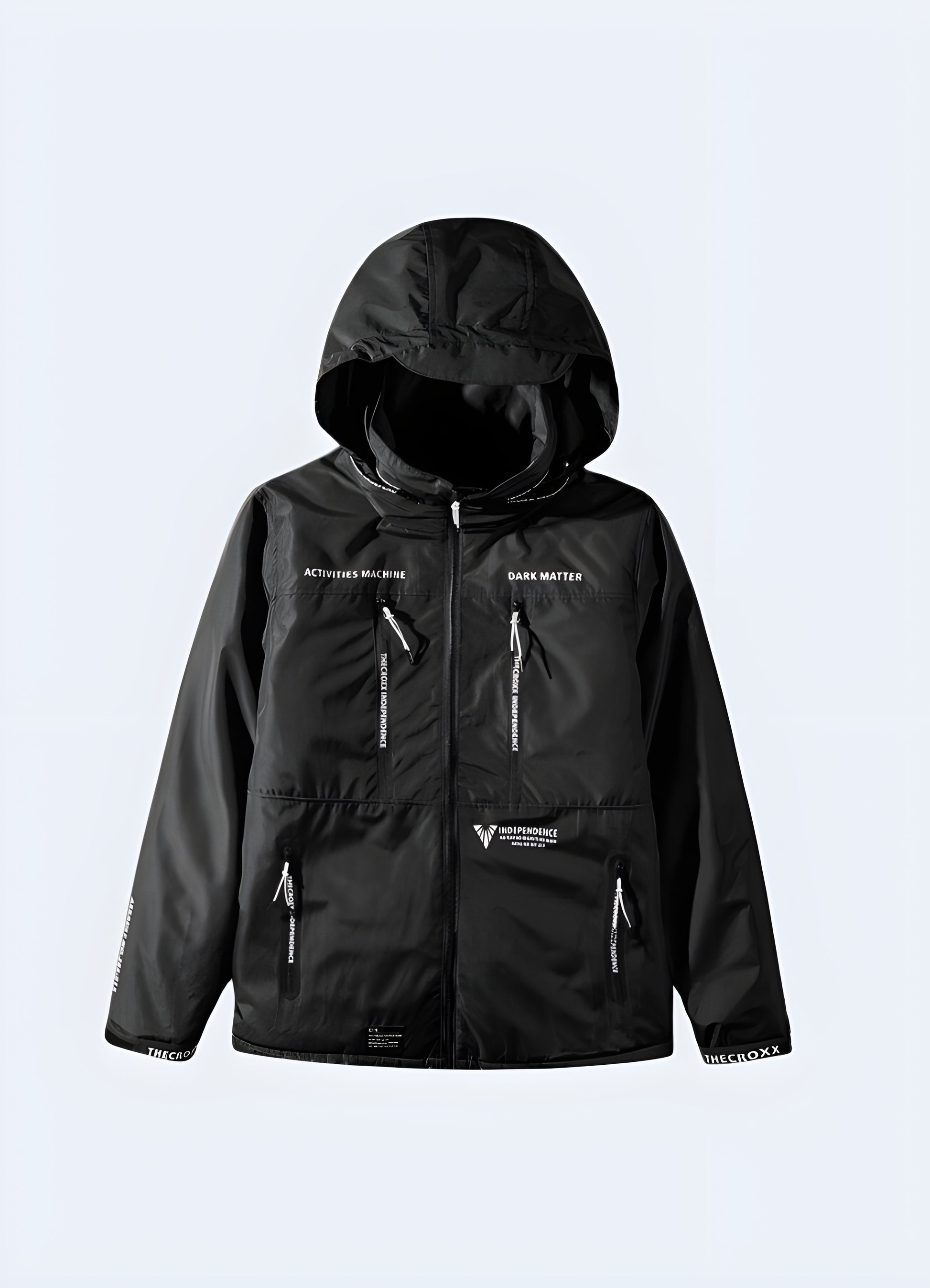 Urban techwear jacket with a modern, front view design, perfect for navigating Canada's urban environments in style.