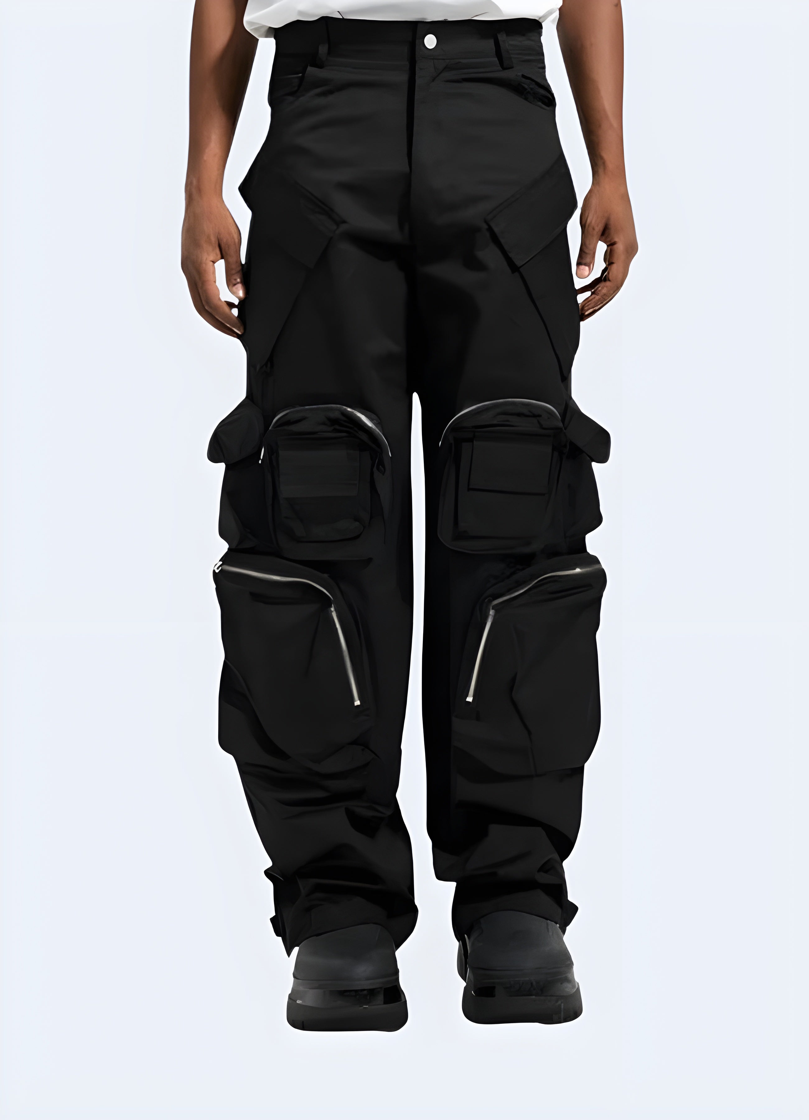Wide Leg Cargo Pants With Pocket Drawstring main image 1