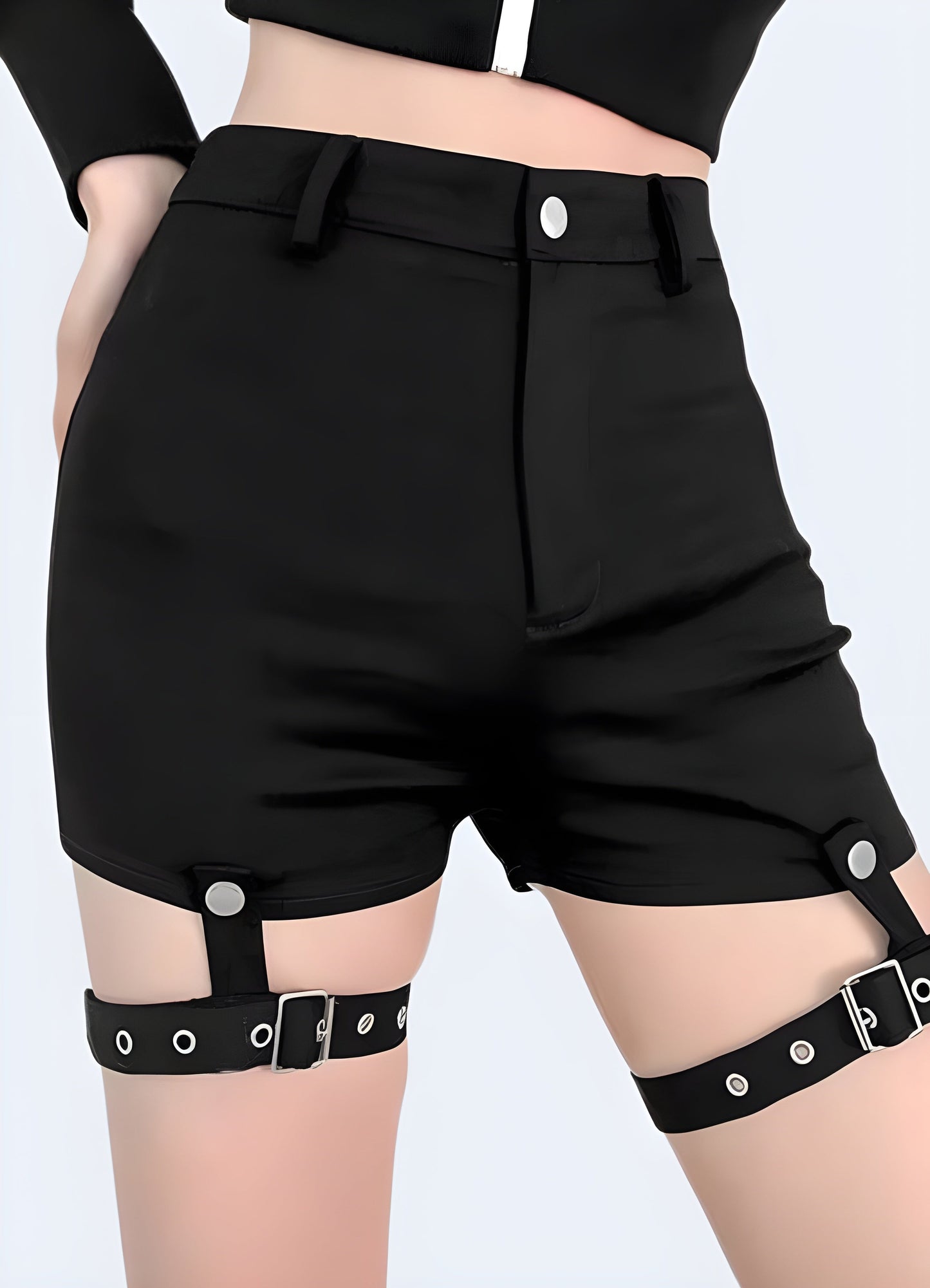 Women's high-performance techwear goth black shorts women designed for maximum mobility and functionality.
