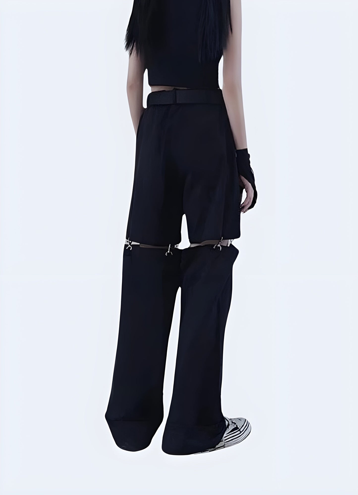 Back view of women's detachable outdoor pants, showcasing the adjustable waist and durable fabric suitable for Canada hiking and travel.