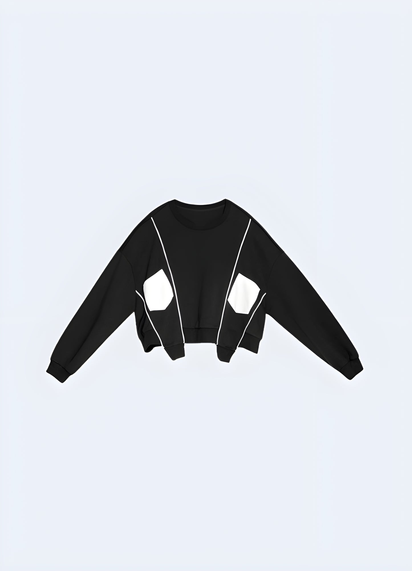 Front view of a stylish black techwear sweatshirt, perfect for modern urbanites in Canada.