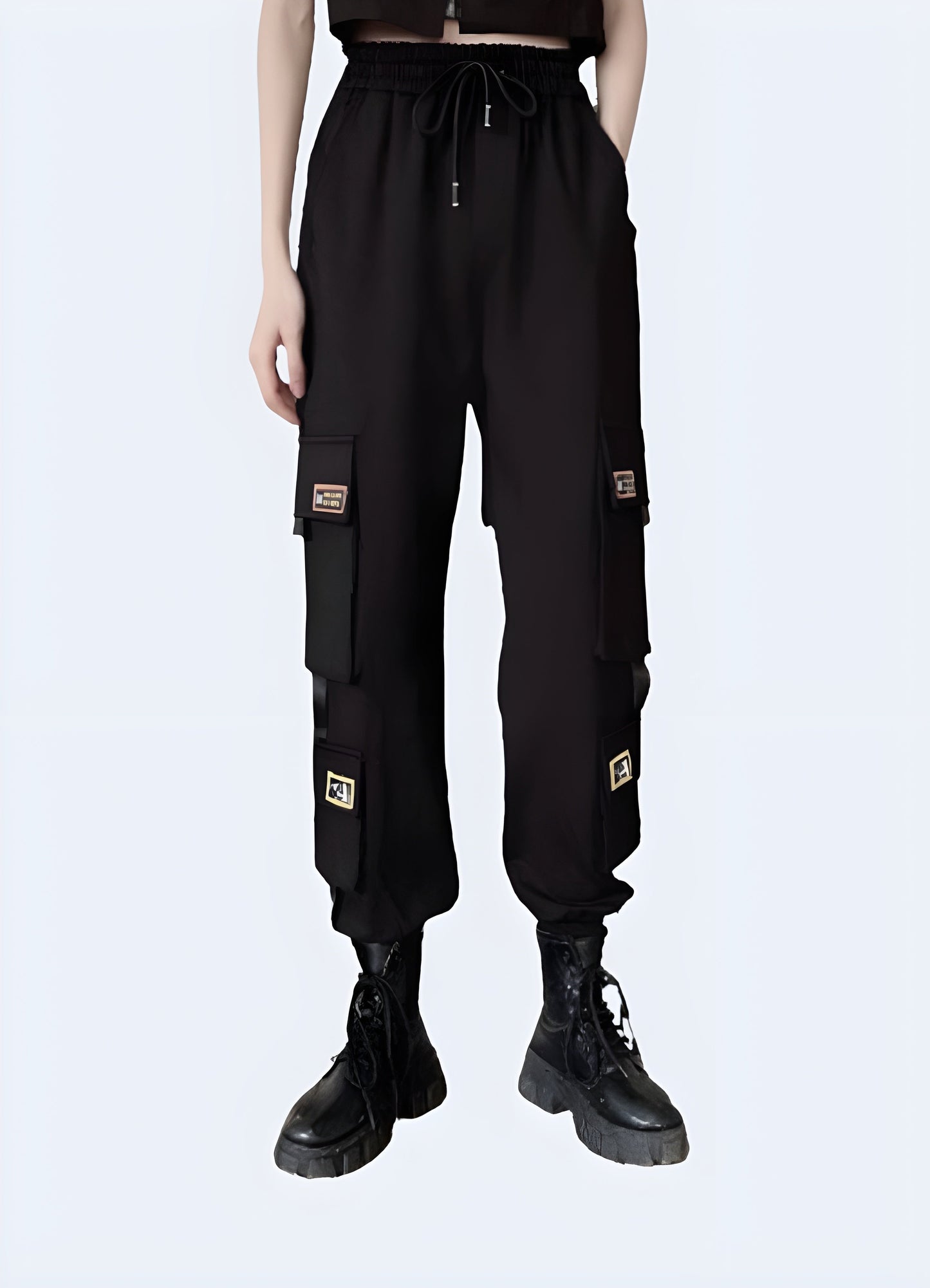 Durable and flexible techwear pants with adjustable hem, ideal for outdoor activities and everyday wear in the Canada.