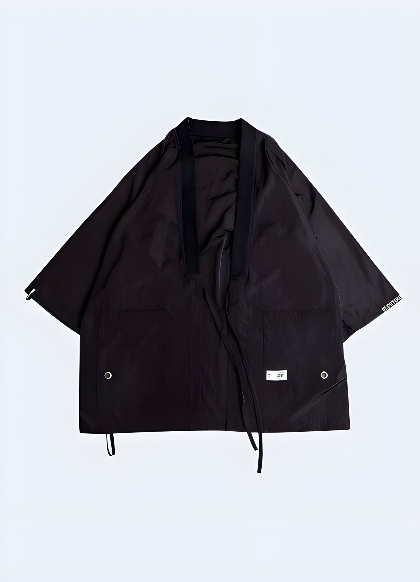 Front view of a sleek black Killwinner jacket, showcasing its unique design and practical features, ideal for fashion-conscious adventurers in Canada.