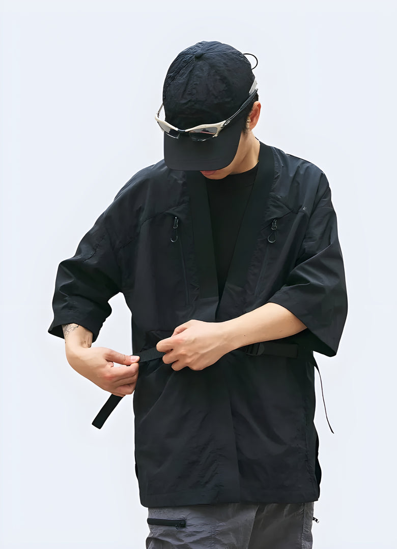 Men wearing zippered pockets killwinner jacket black.