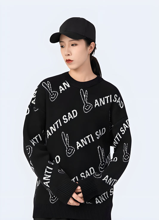 Anti-sad sweatshirt with motivational design, available in Canada. Comfortable and stylish for everyday wear.