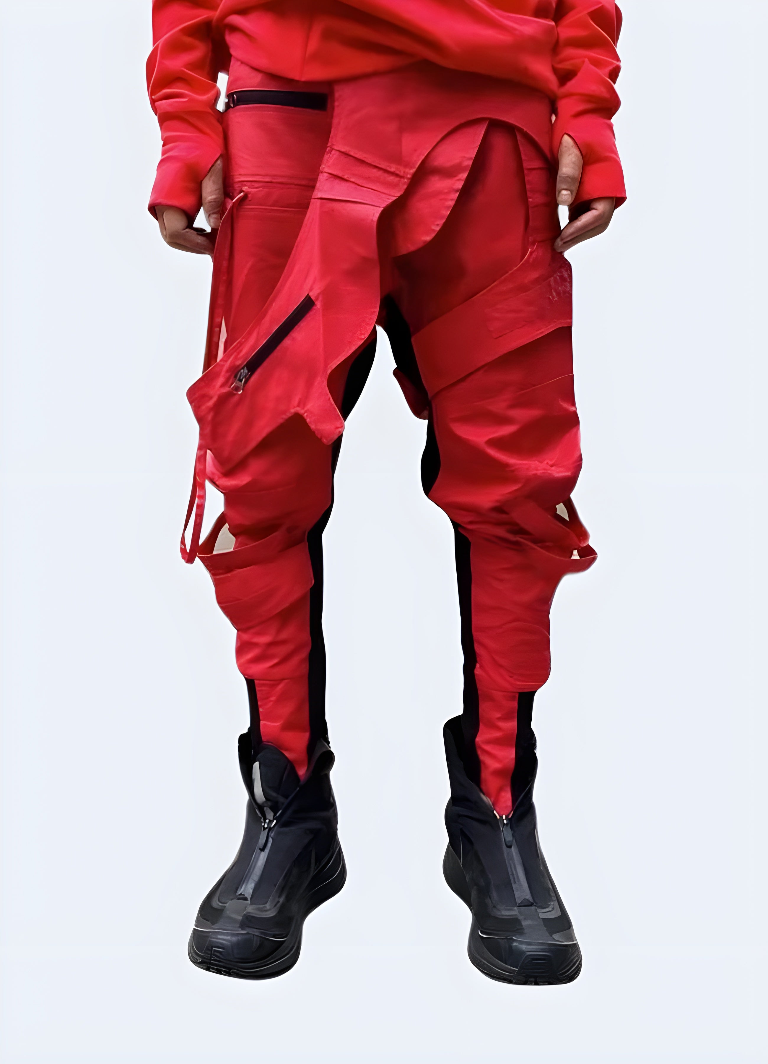 Assymetric Waxed Red Techwear Pants – Techwear Canada