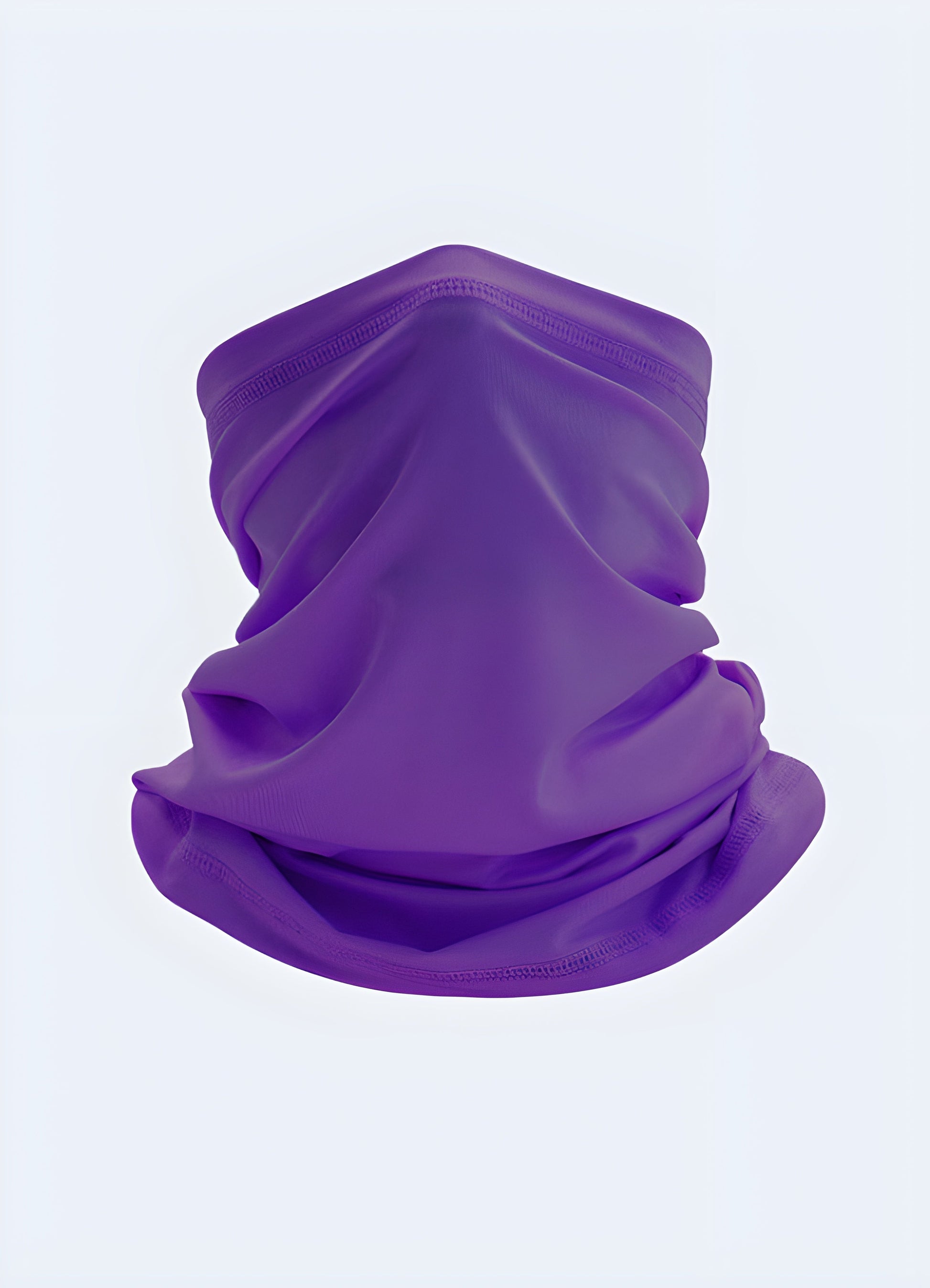 A front view of a purple half-face balaclava designed for warmth and protection, available in Canada.