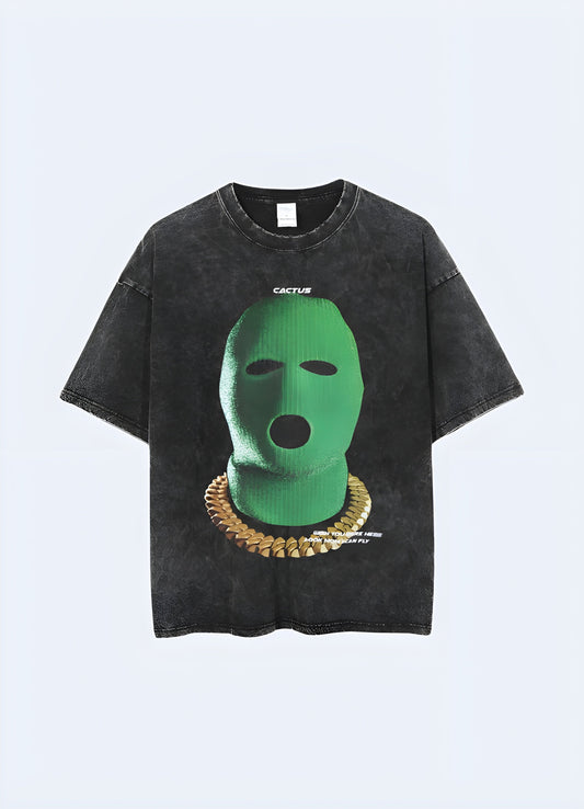 Trendy balaclava-inspired shirt with a unique and edgy design, perfect for fashion-forward individuals seeking a bold look in the canada.