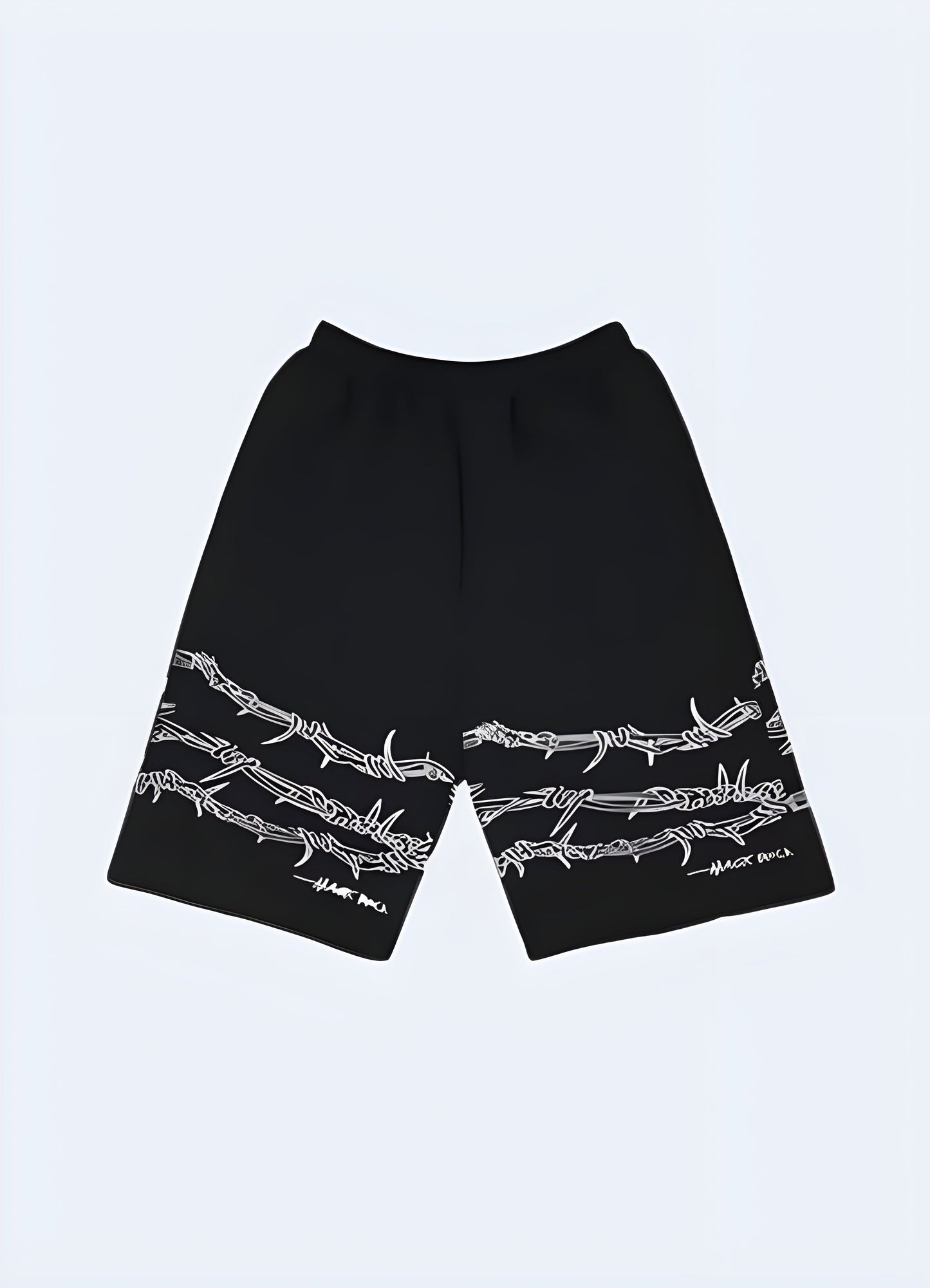 Edgy barbed wire shorts for man, perfect for making a bold statement in the alternative fashion scene Canada.