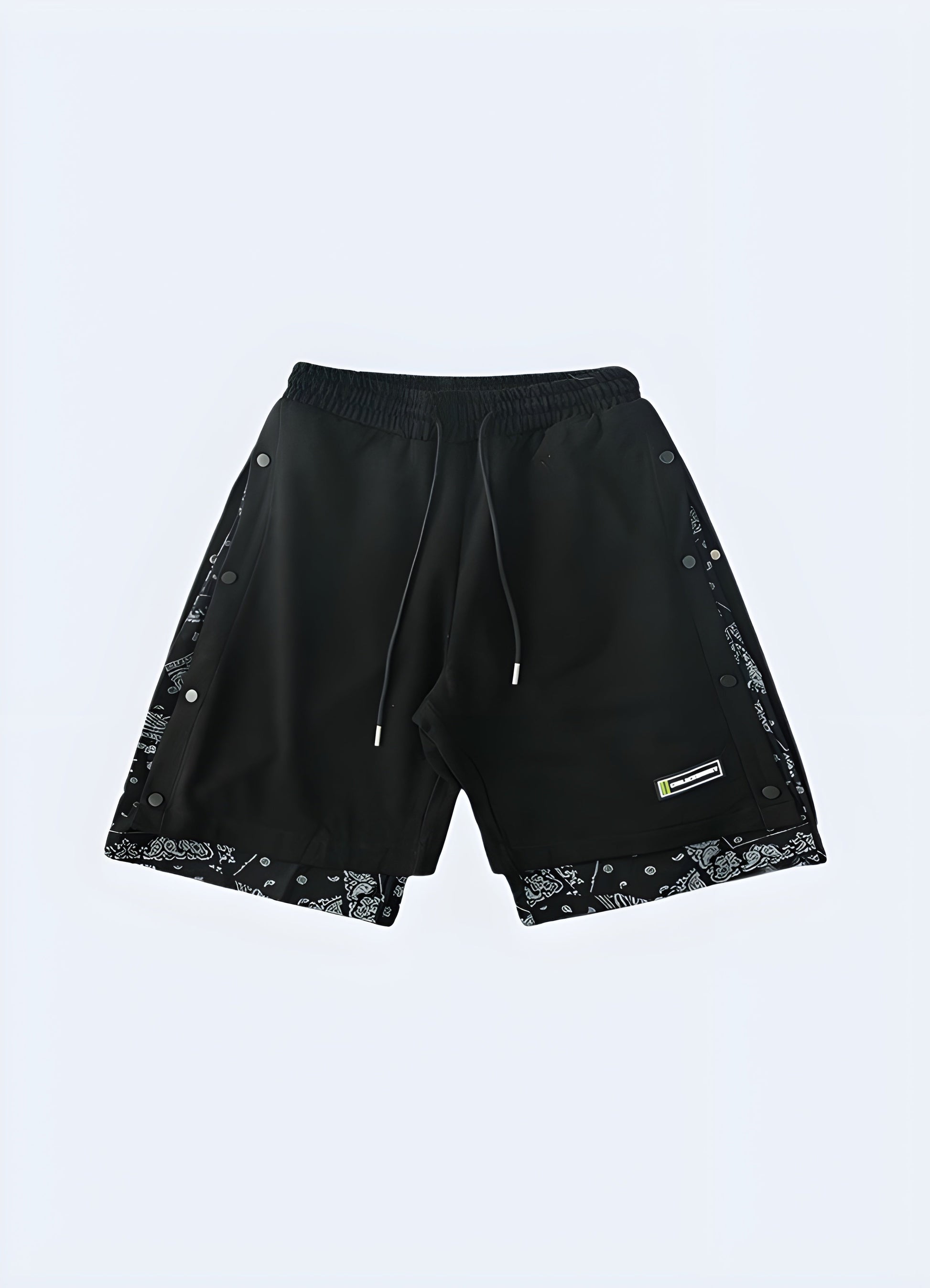 Trendy black and white bandana shorts for men, perfect for making a bold fashion statement in the Canada.