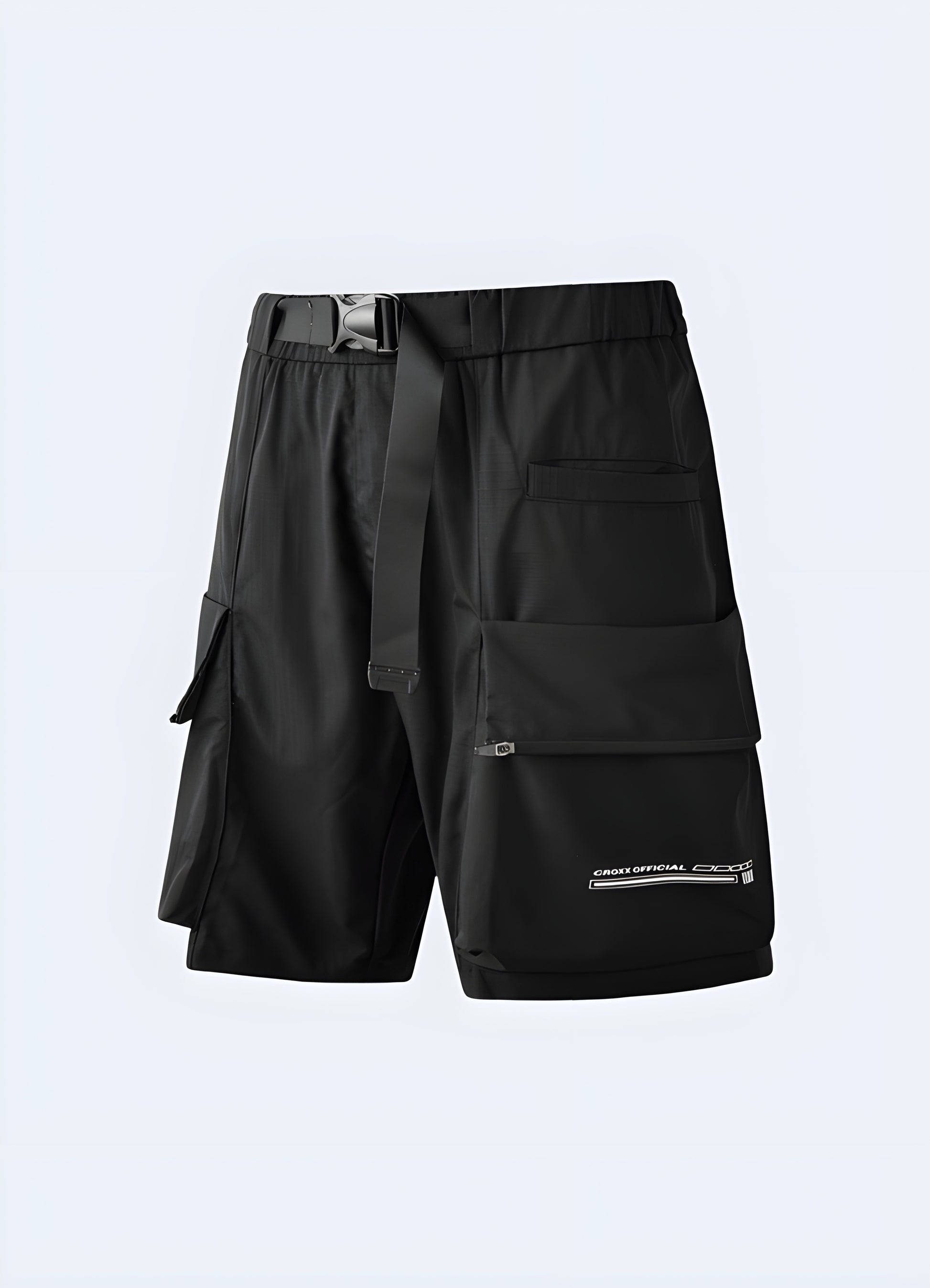 Versatile black cargo shorts buckle beit for man, perfect for casual outings and outdoor adventures in the Canada.