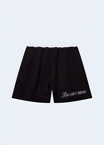 Back view of black goth shorts, featuring a unique design and alternative style, ideal for the goth fashion enthusiast Canada.