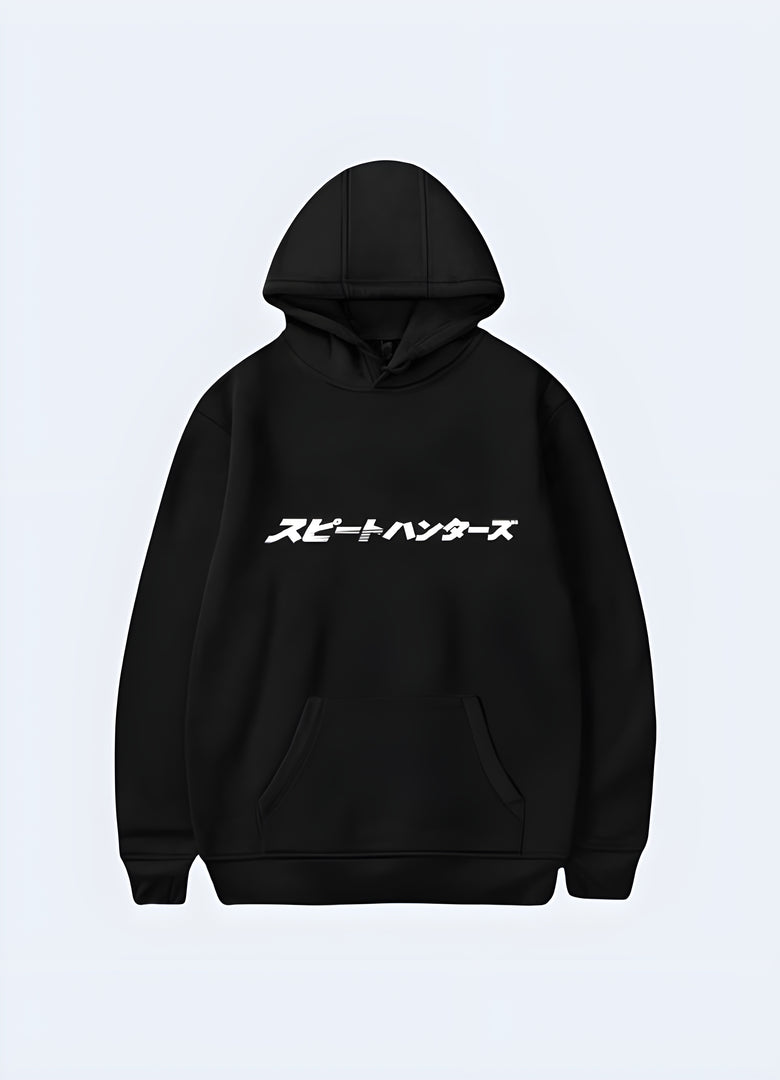 Black Japanese hoodie available in Canada, offering a sleek and stylish option for your wardrobe.