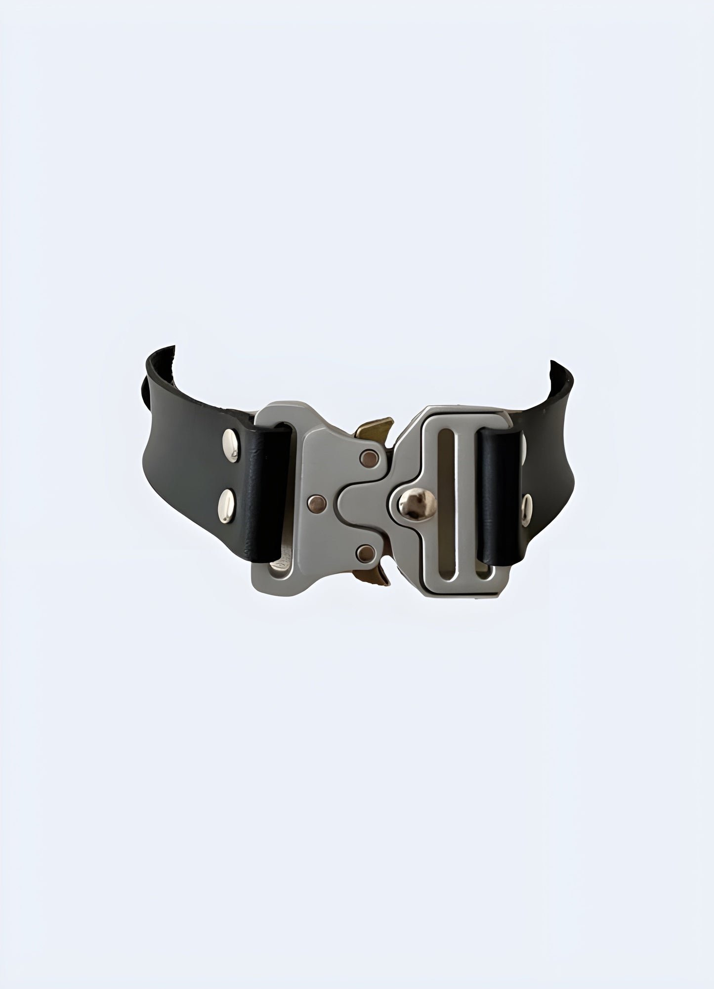 Black leather buckle choker for an edgy and fashionable accessory in the Canada.