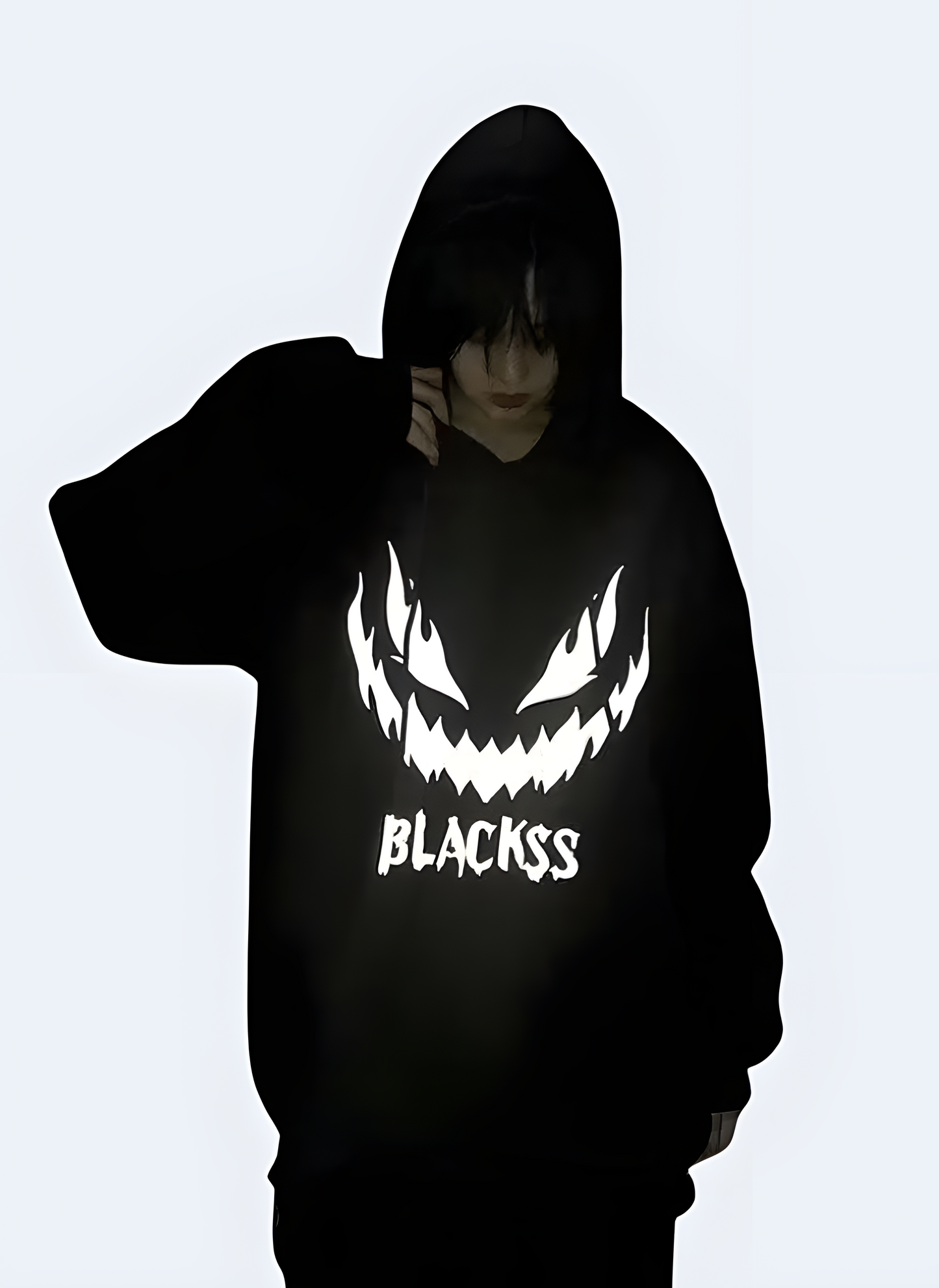 Black reflective hoodie available in Canada, featuring a sleek design with added safety for low-light conditions.