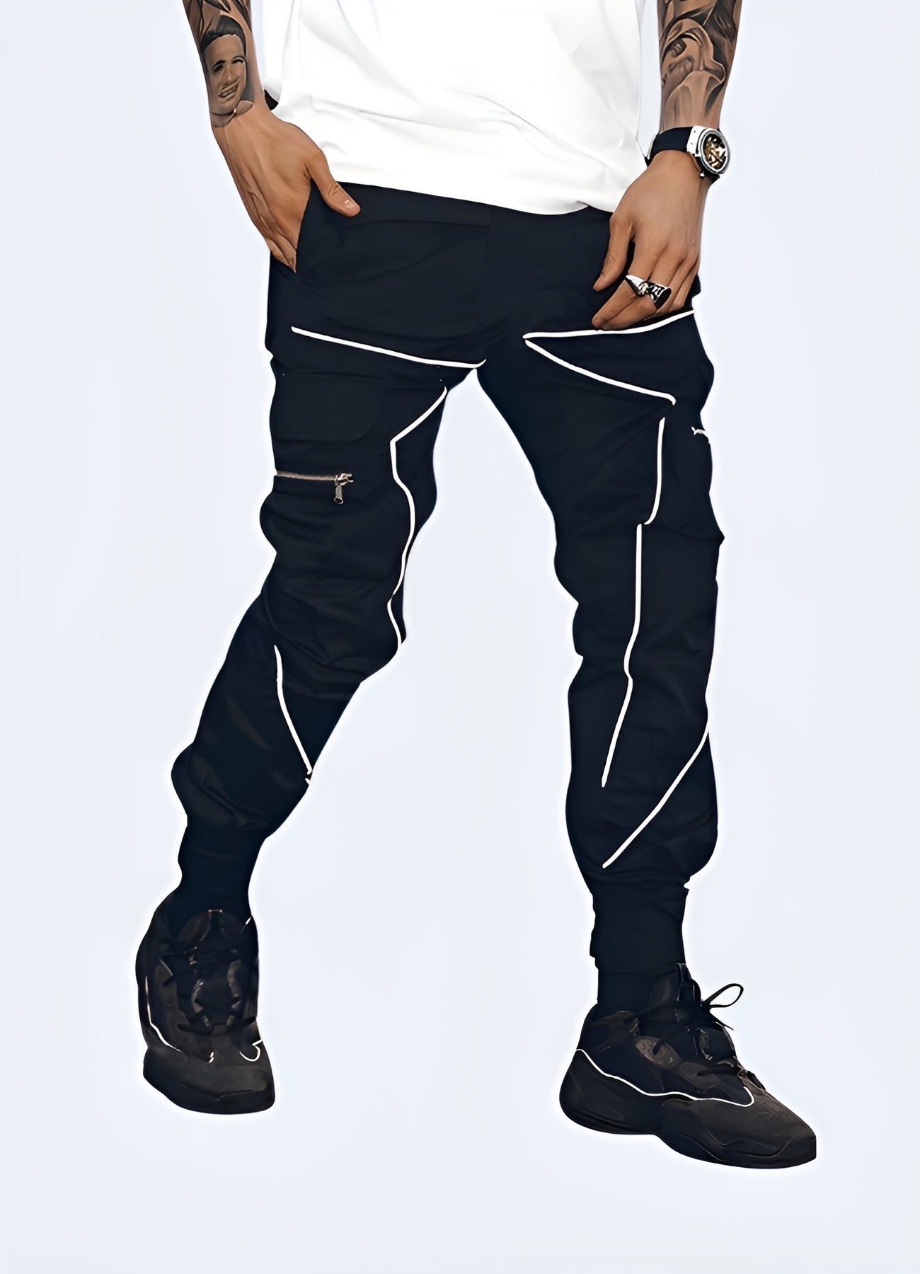 Black Reflective Pants Black S