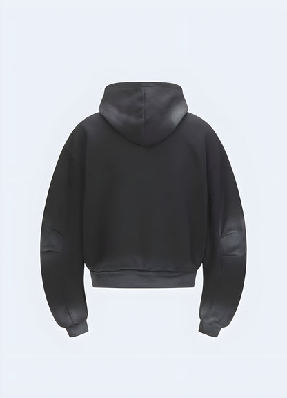 Black tech fleece hoodie full black view - Canada