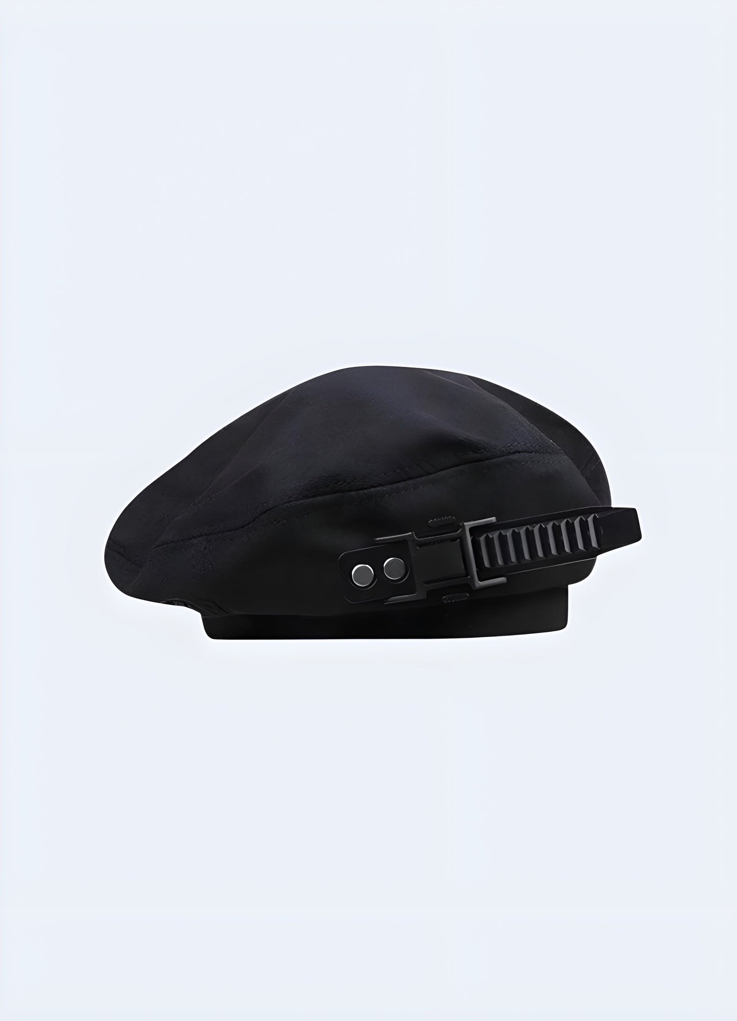 Black techwear beret on a plain background, ideal for Canada tactical gear.