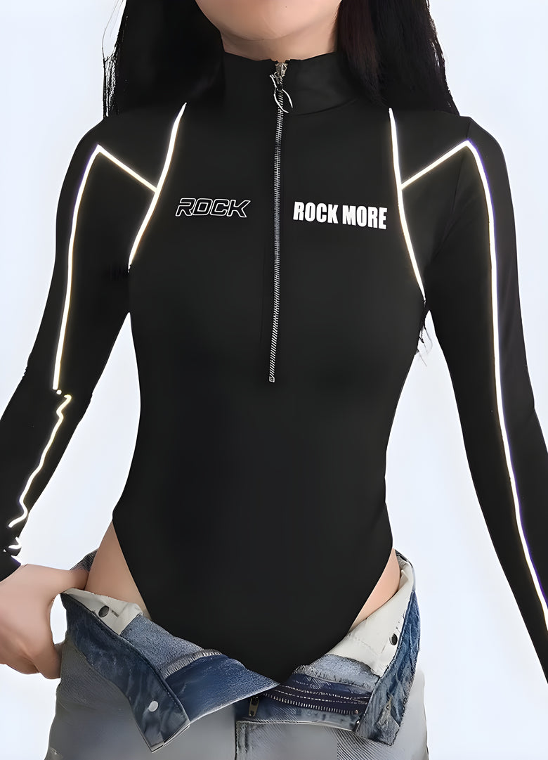 Sleek black turtleneck bodysuit, perfect for creating a sophisticated and versatile look for Canada fashion enthusiasts.