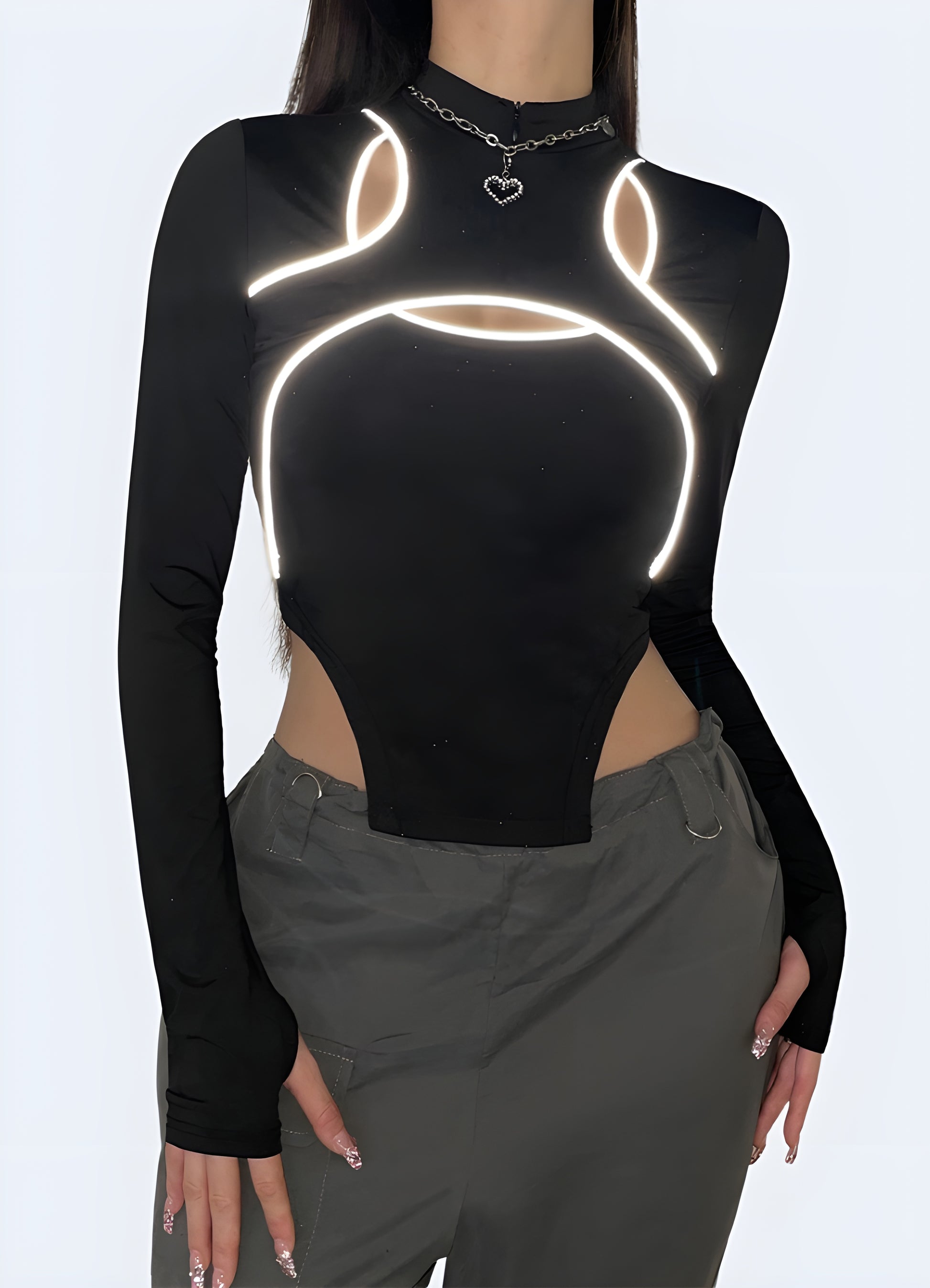 Sleek black turtleneck bodysuit, perfect for creating a sophisticated and versatile look for Canada fashion enthusiasts.