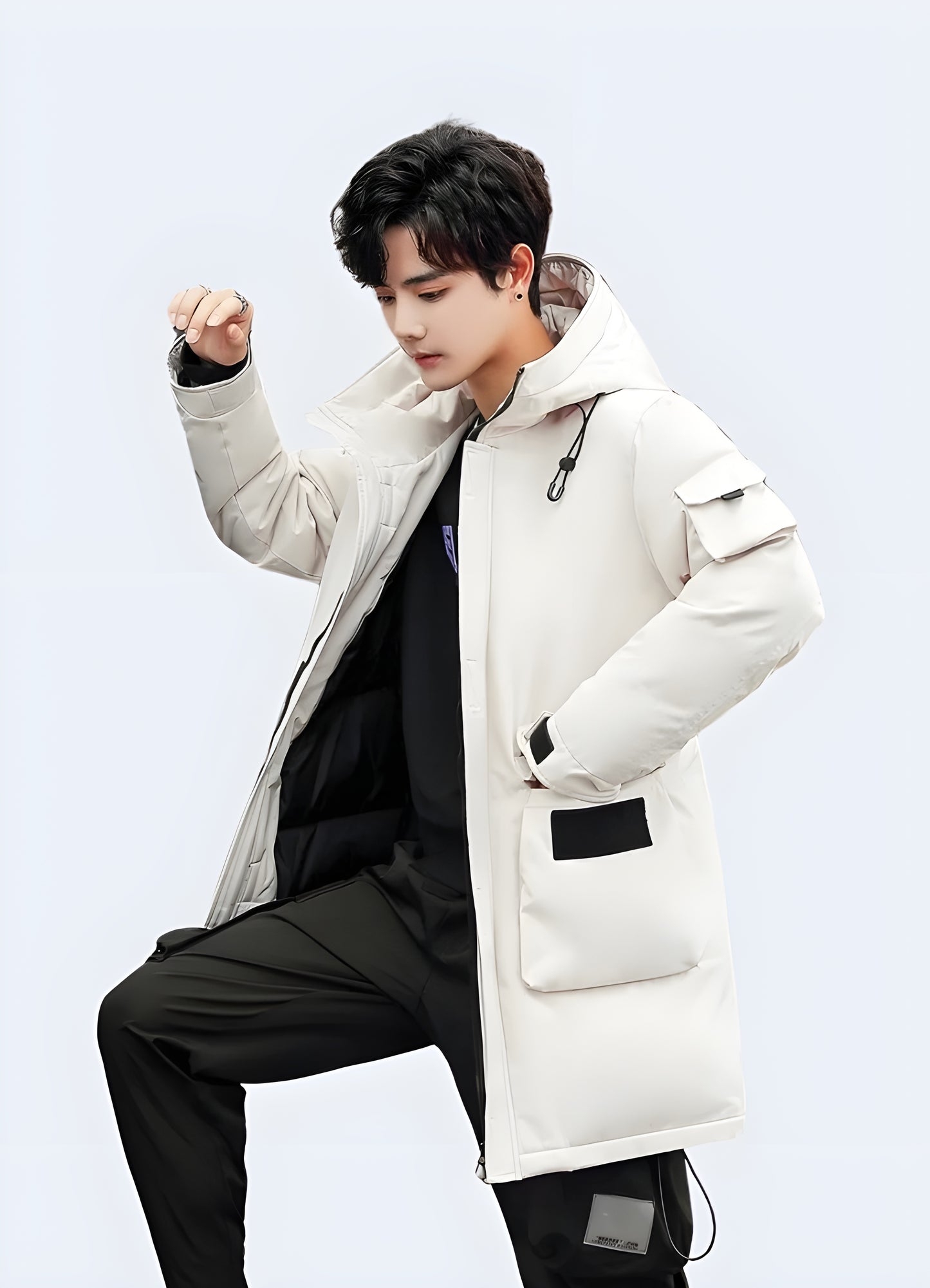 Stylish white streetwear padded jacket, designed for staying warm and fashionable during Canadian winters.